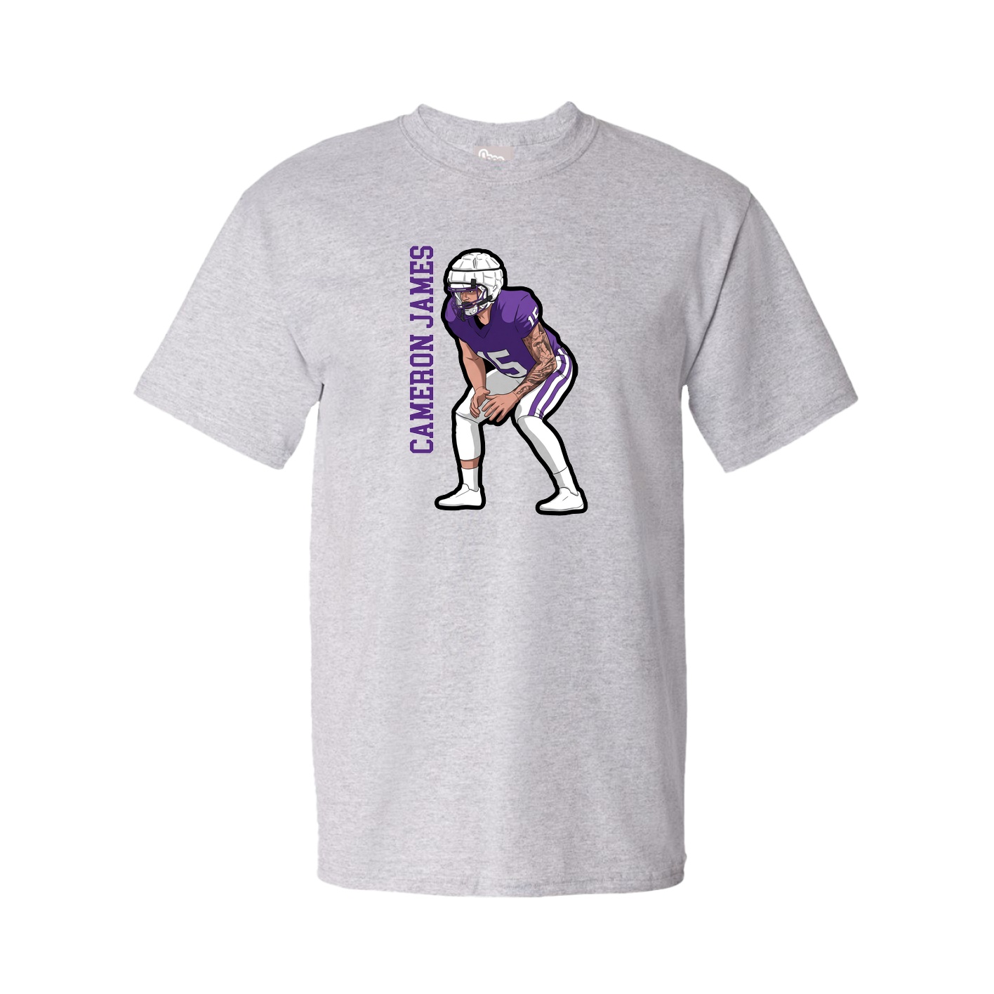 Youth Tee — Name Vertical in Grey