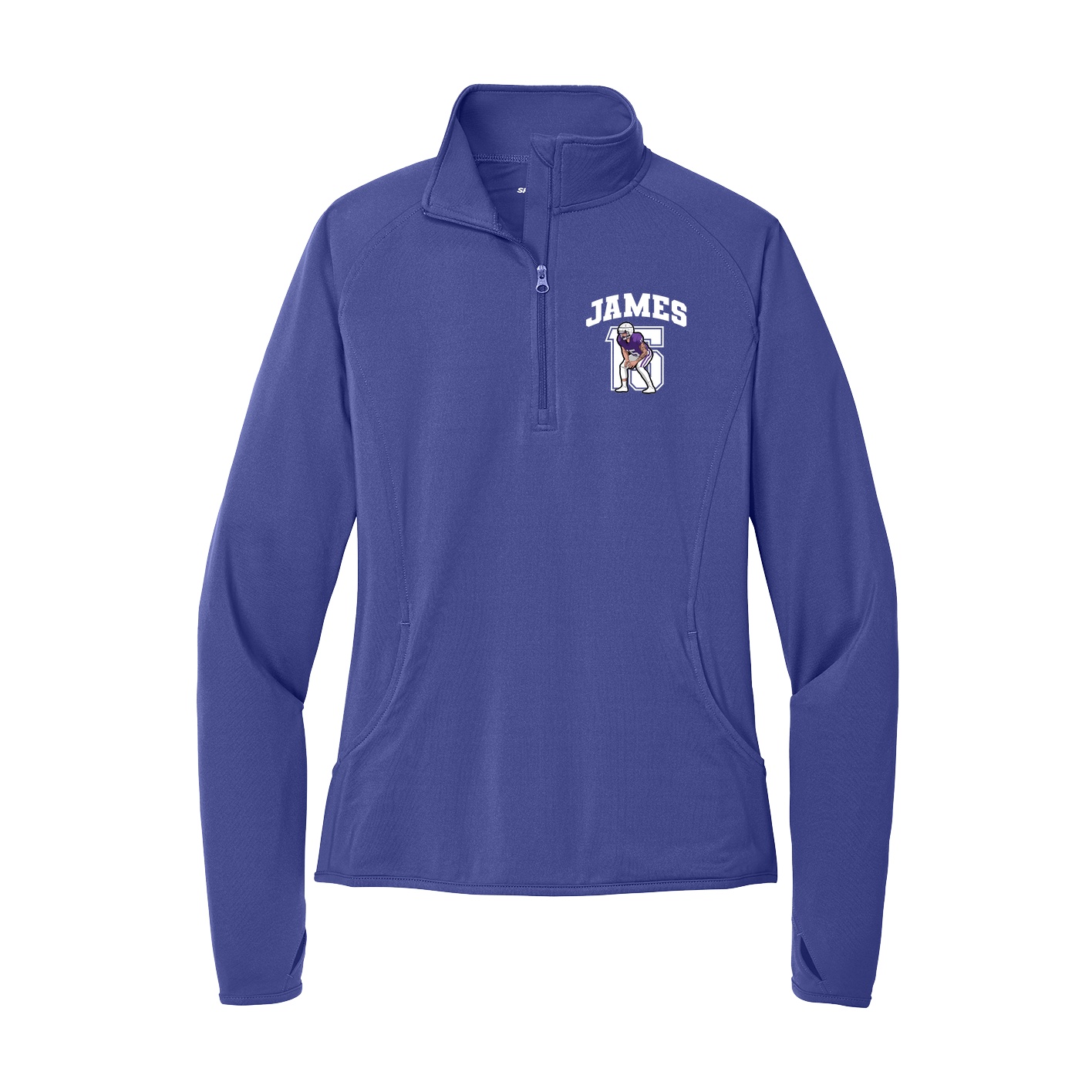 Women's Q-Zip Pullover — Number in Purple