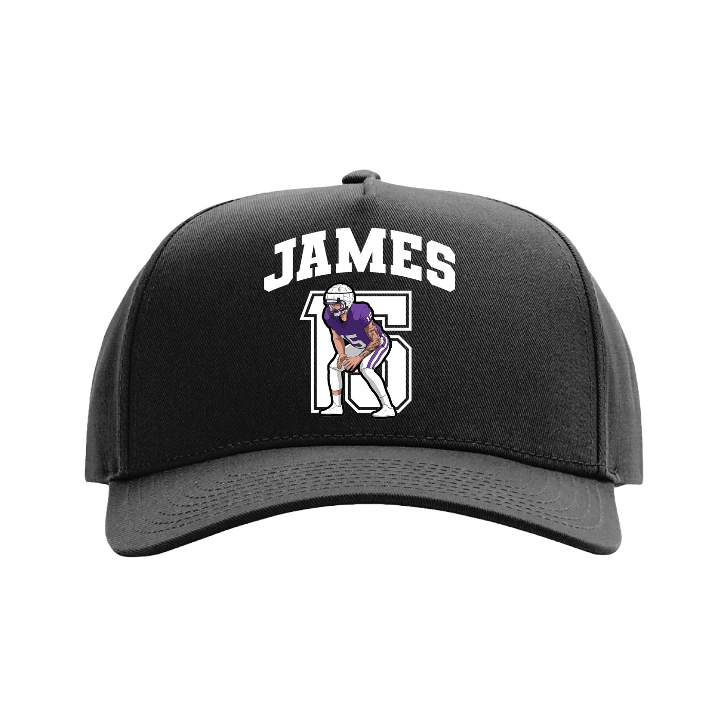 Full Fabric Five-Panel Champ Cap — Number in Black
