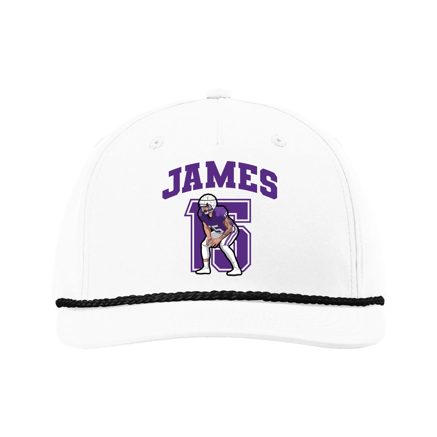 Five-Panel Classic Rope Cap — Number in White