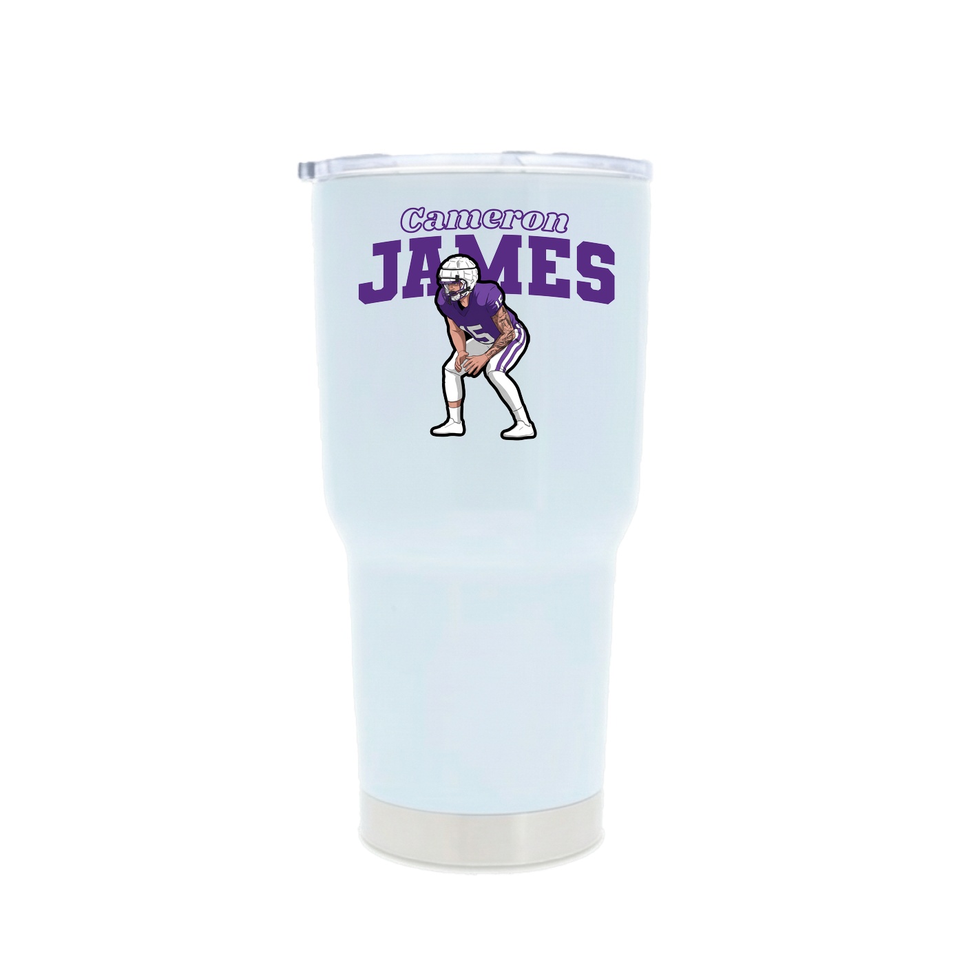 30oz Stainless Steel Tumbler — Name Arch in White