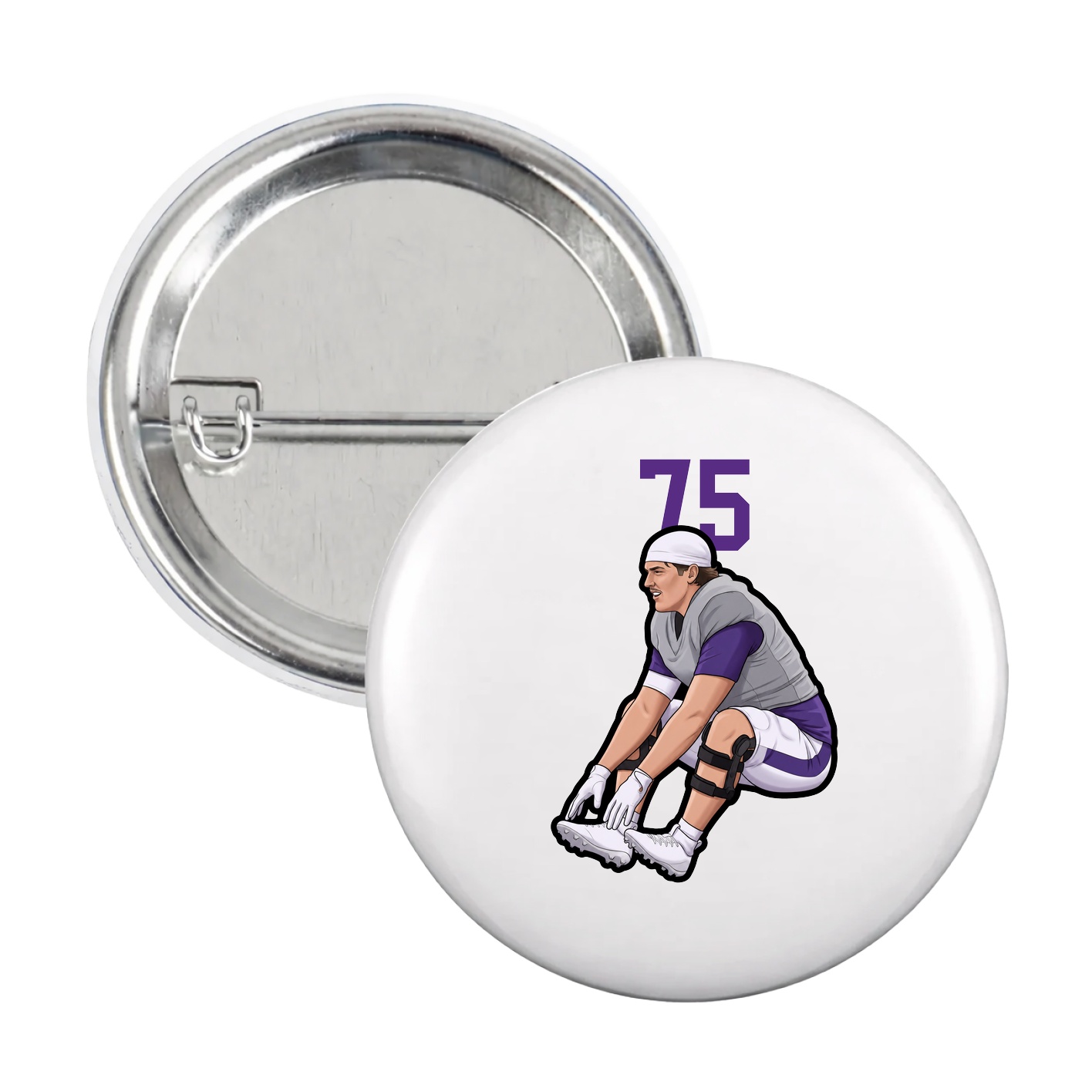 Game Day Button — Number Top in White
