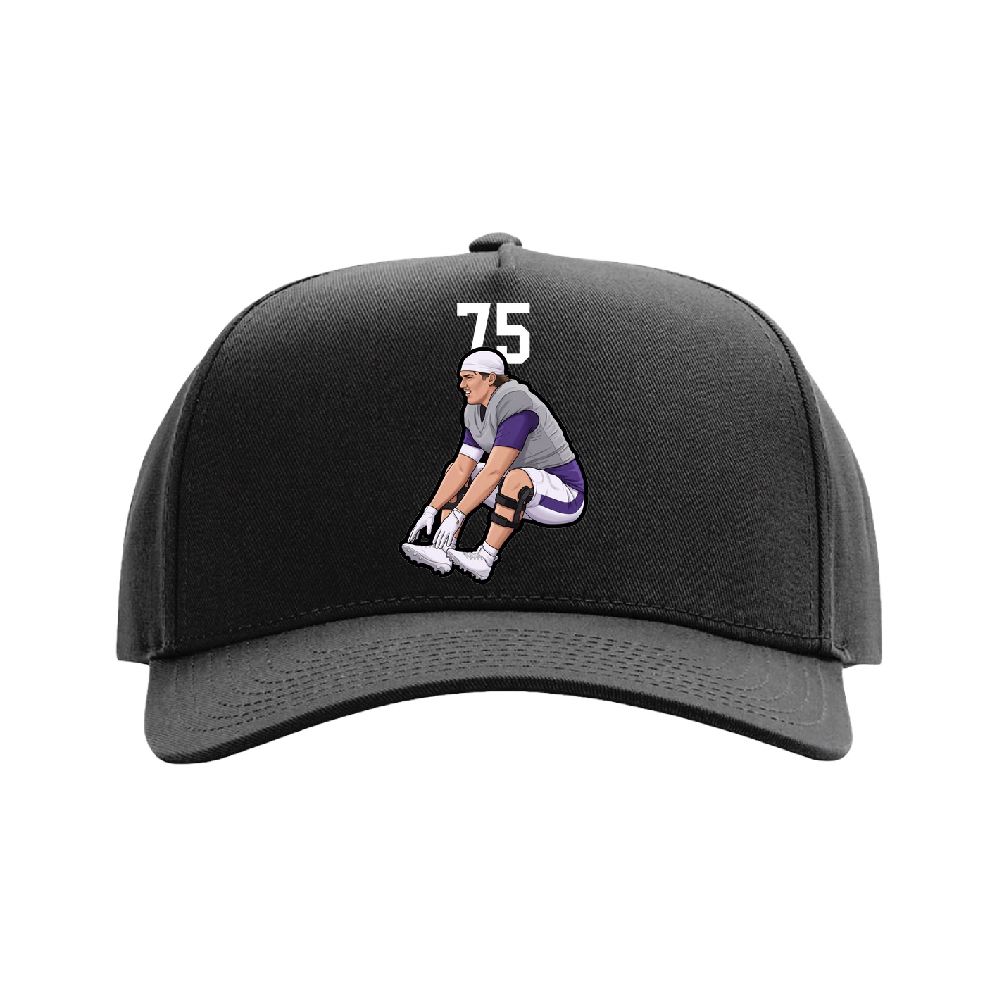 Full Fabric Five-Panel Champ Cap — Number Top in Black