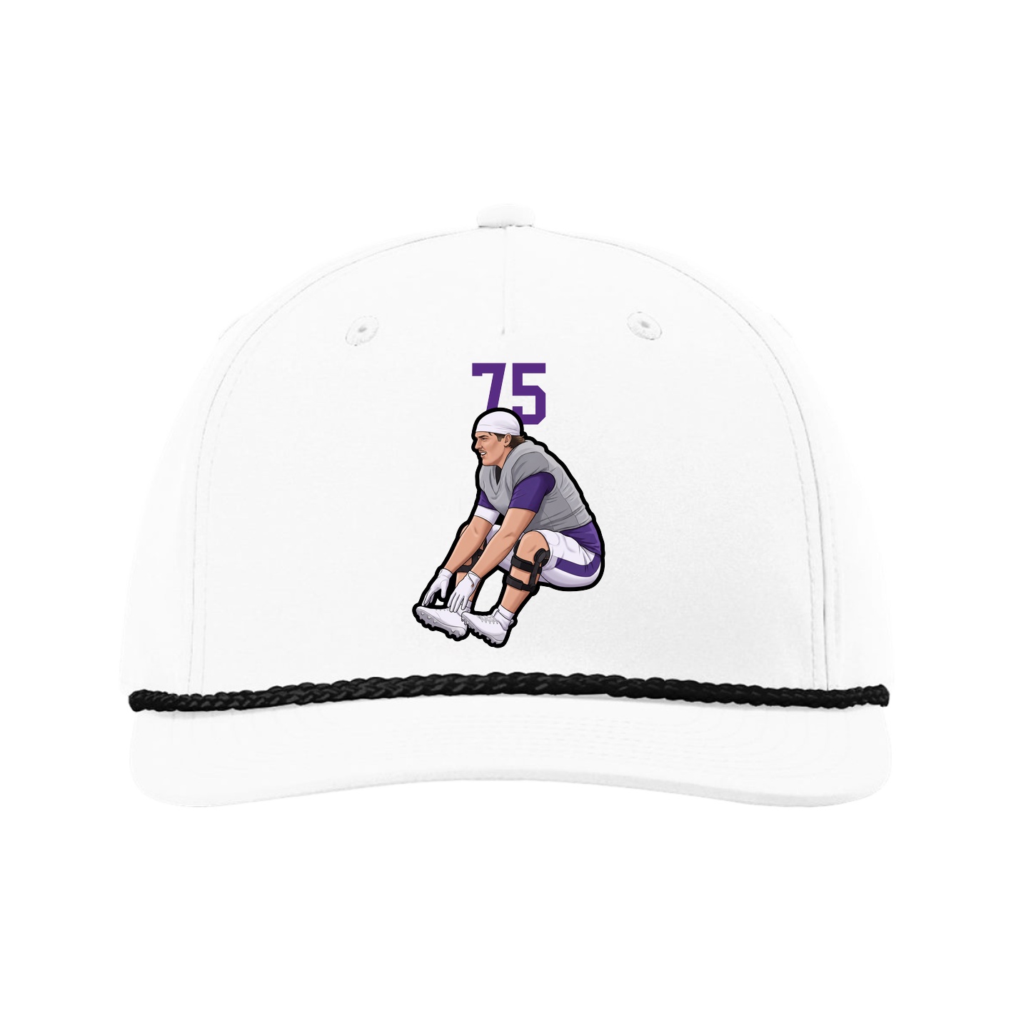 Five-Panel Classic Rope Cap — Number Top in White