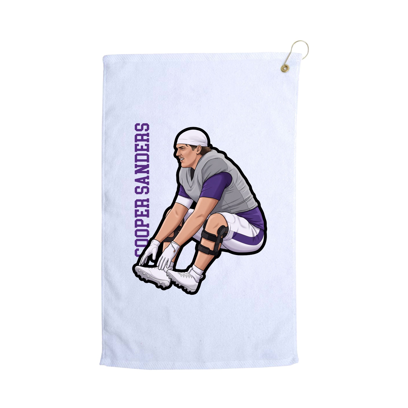 Golf Towel — Name Vertical in White
