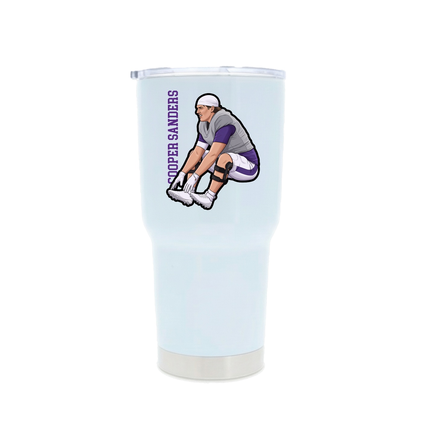 30oz Stainless Steel Tumbler — Name Vertical in White