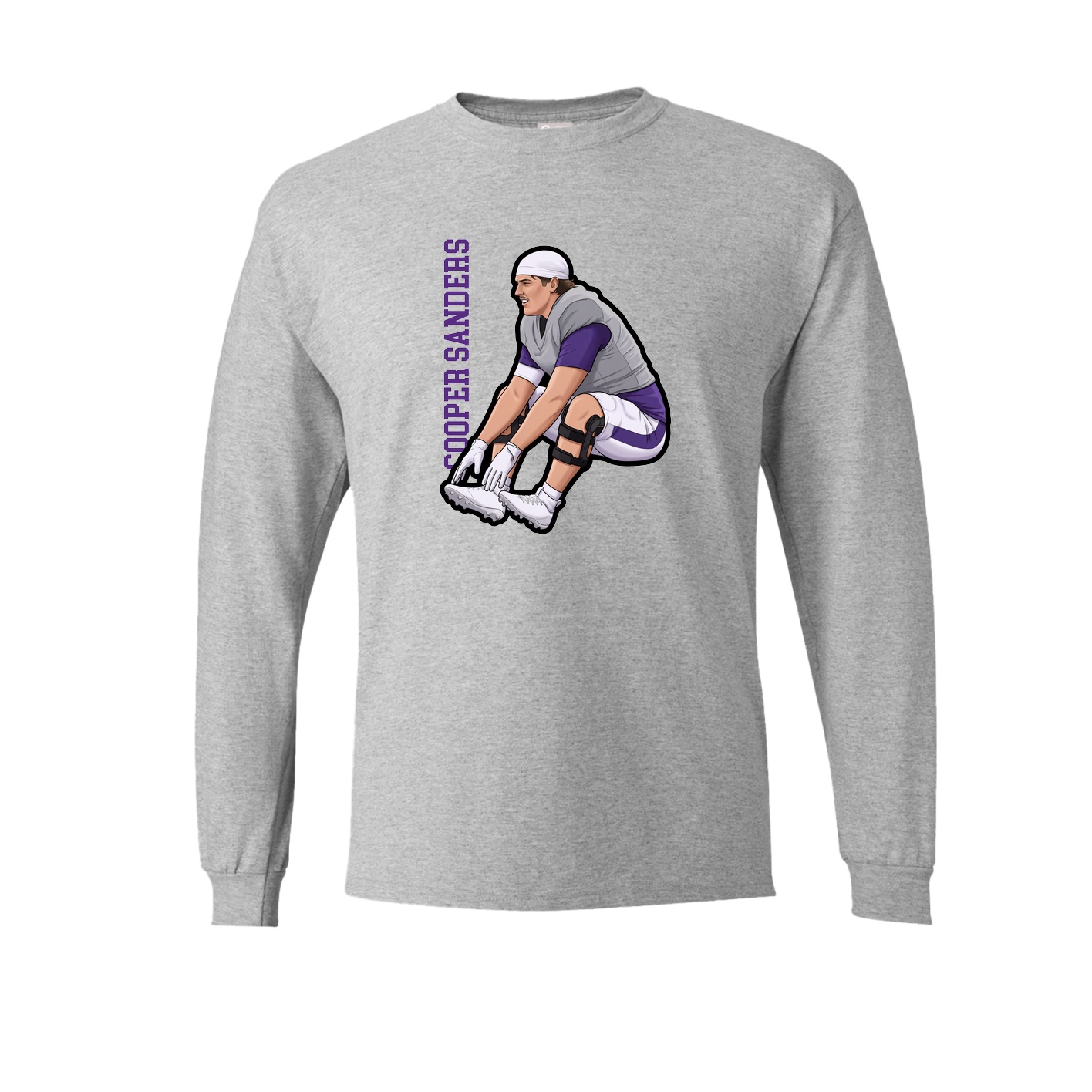 Long Sleeve Tee — Name Vertical in Grey