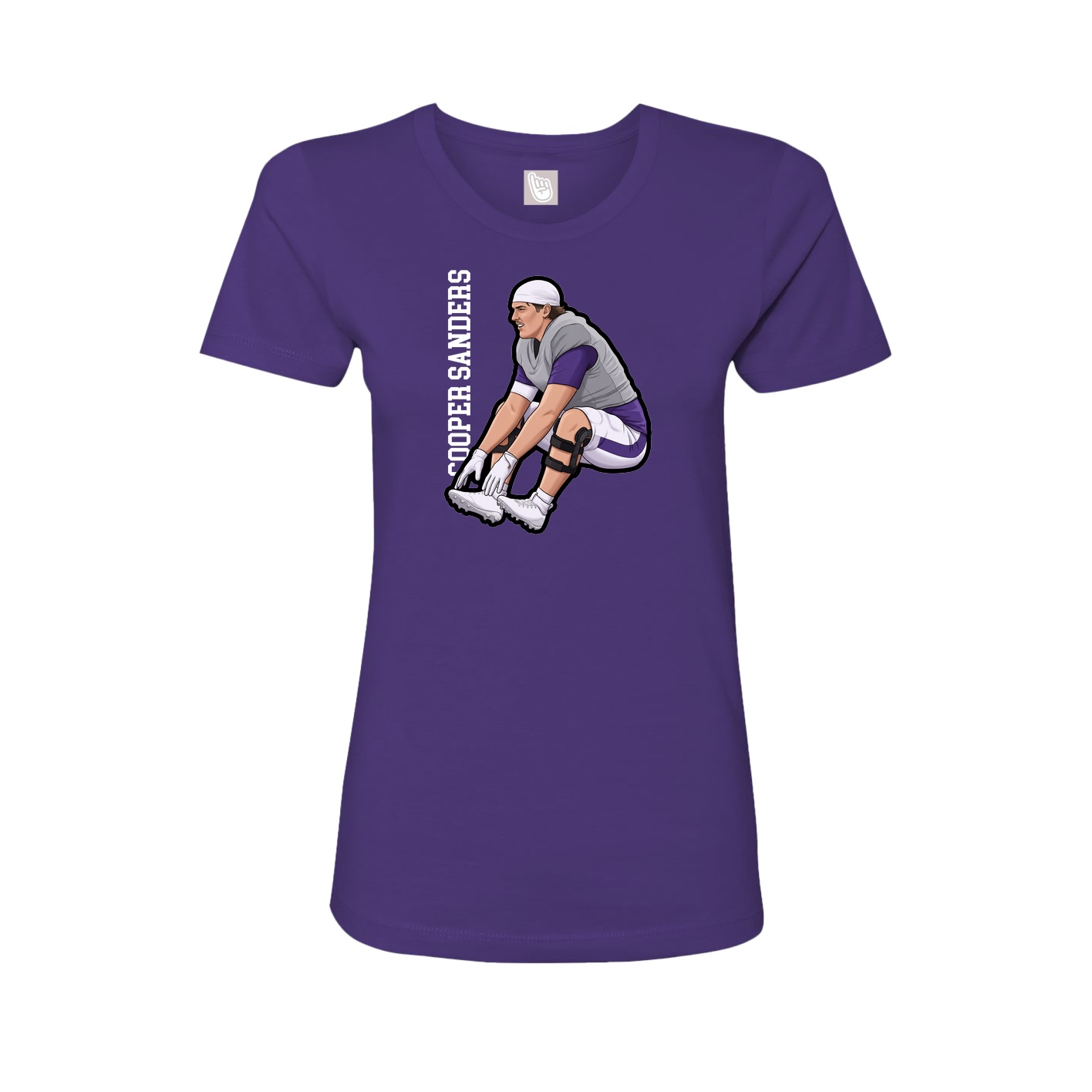 Fitted Women's Tee — Name Vertical in Purple
