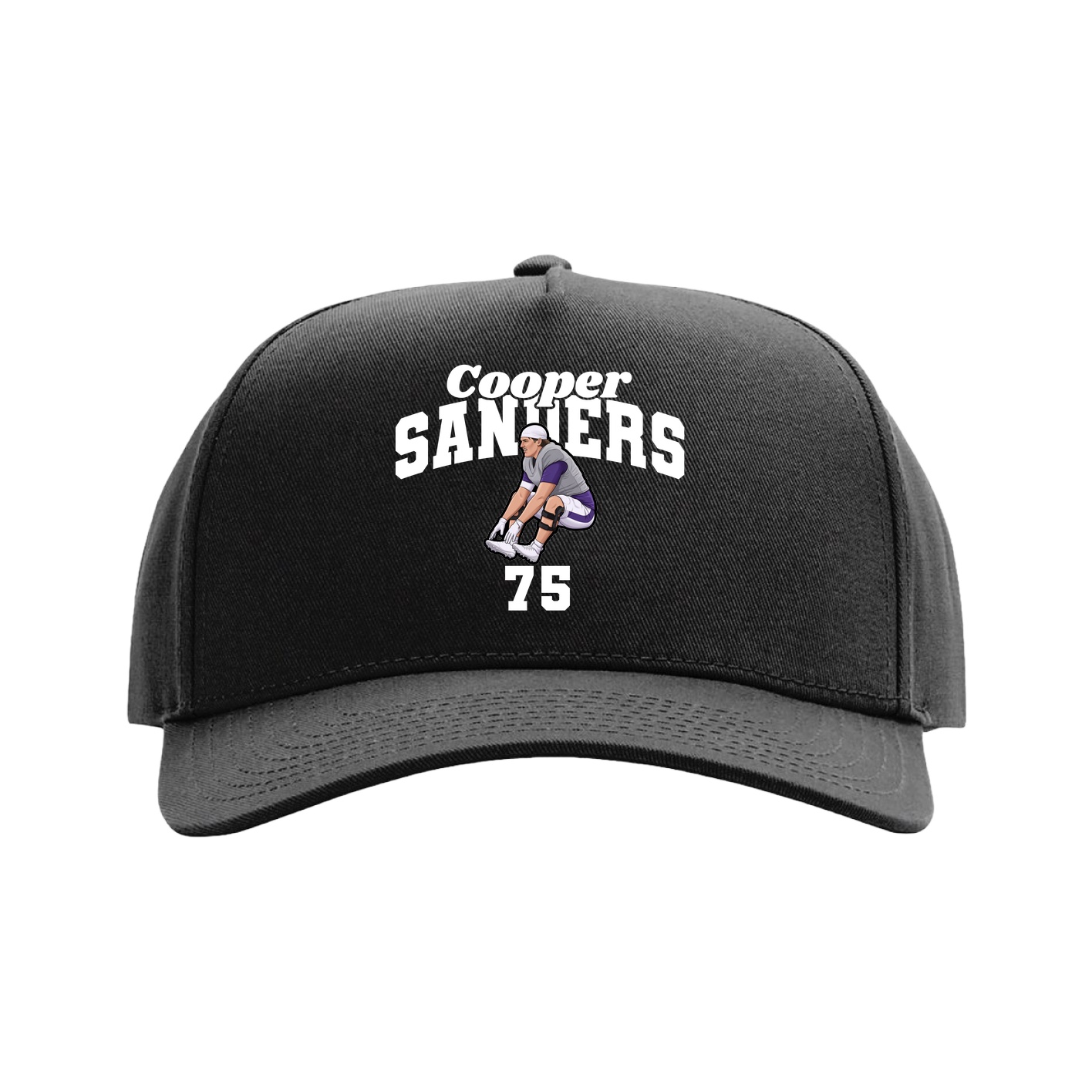 Full Fabric Five-Panel Champ Cap — Signature Arch in Black