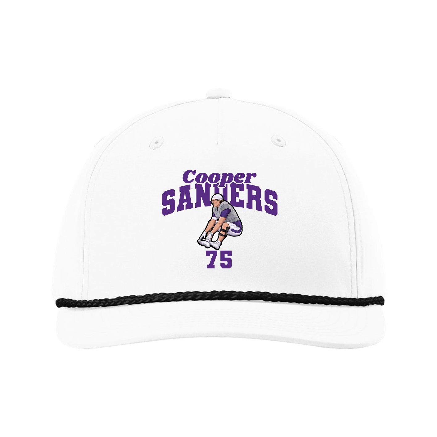 Five-Panel Classic Rope Cap — Signature Arch in White