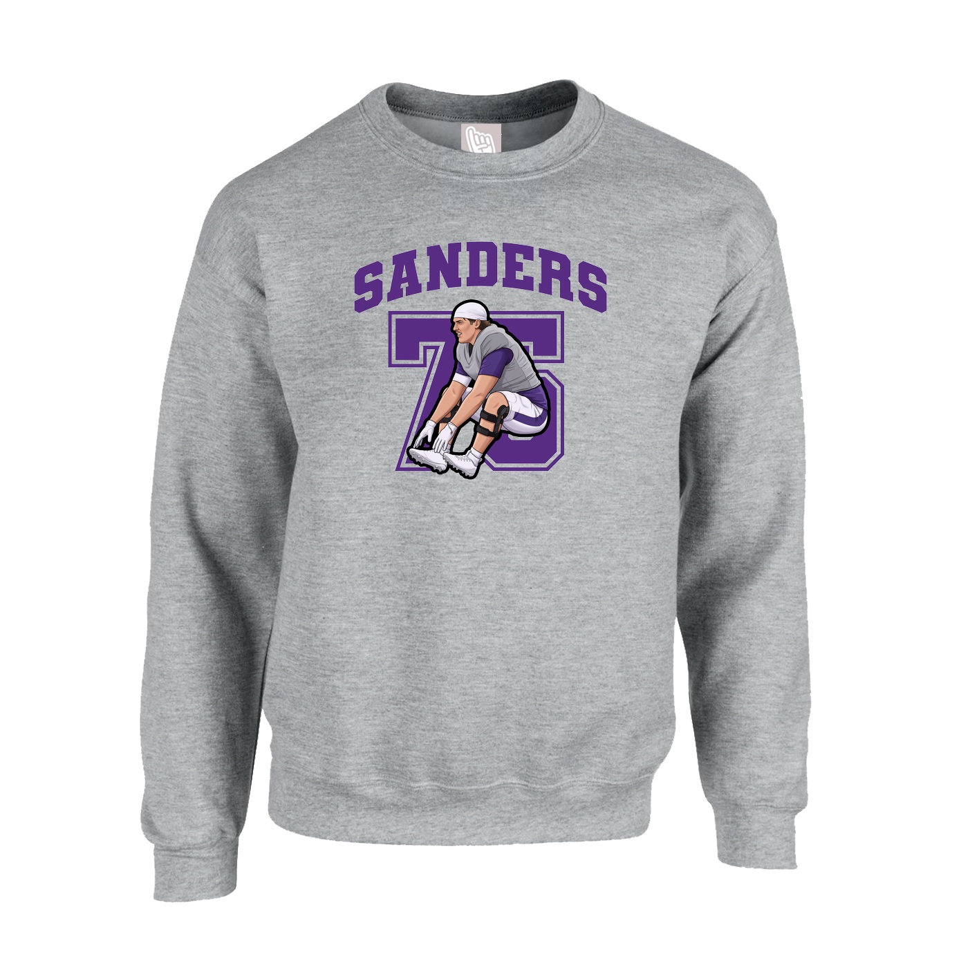 Fleece Crew — Number in Grey