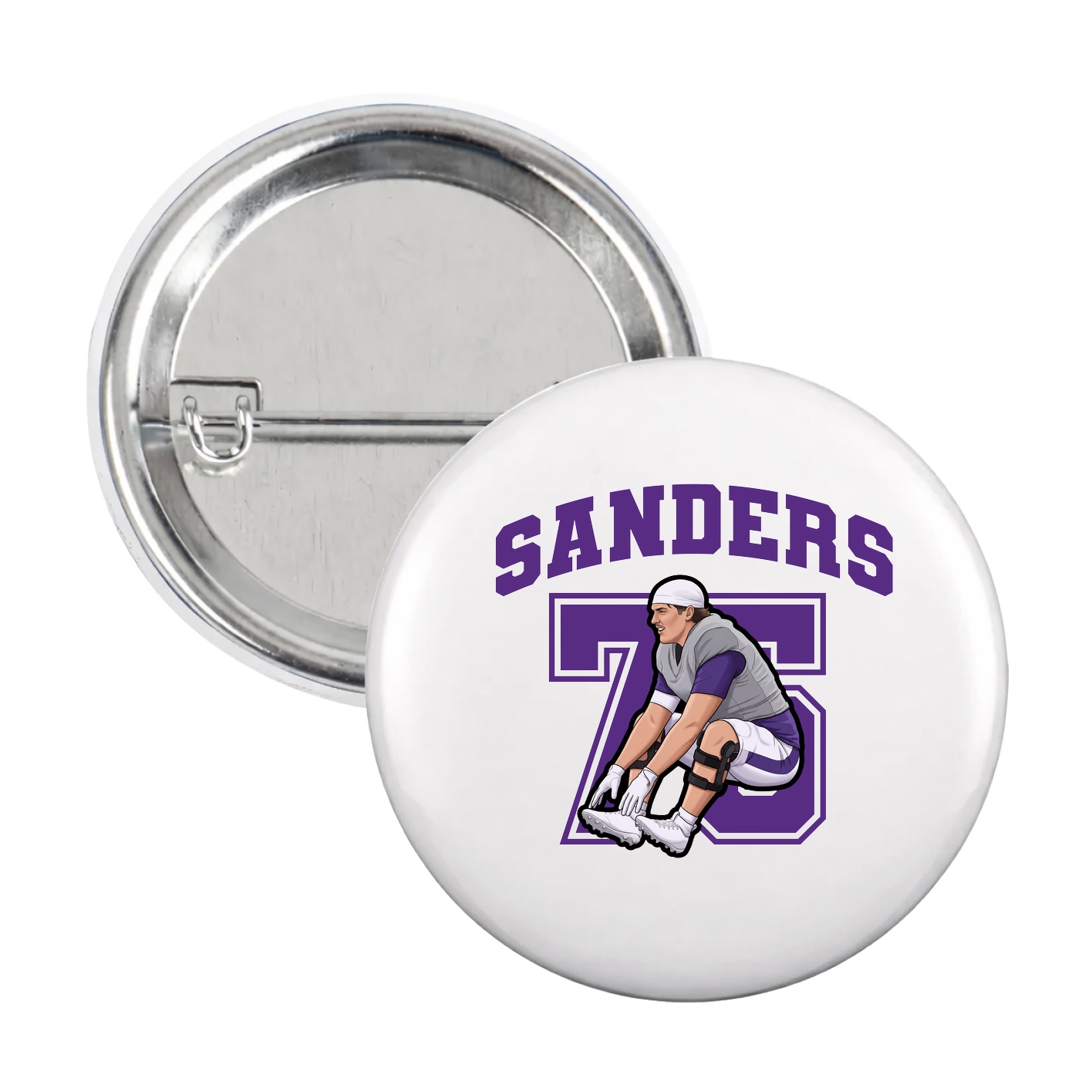 Game Day Button — Number in White