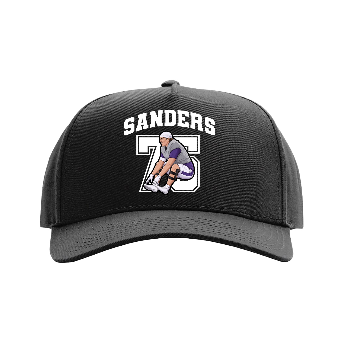 Full Fabric Five-Panel Champ Cap — Number in Black