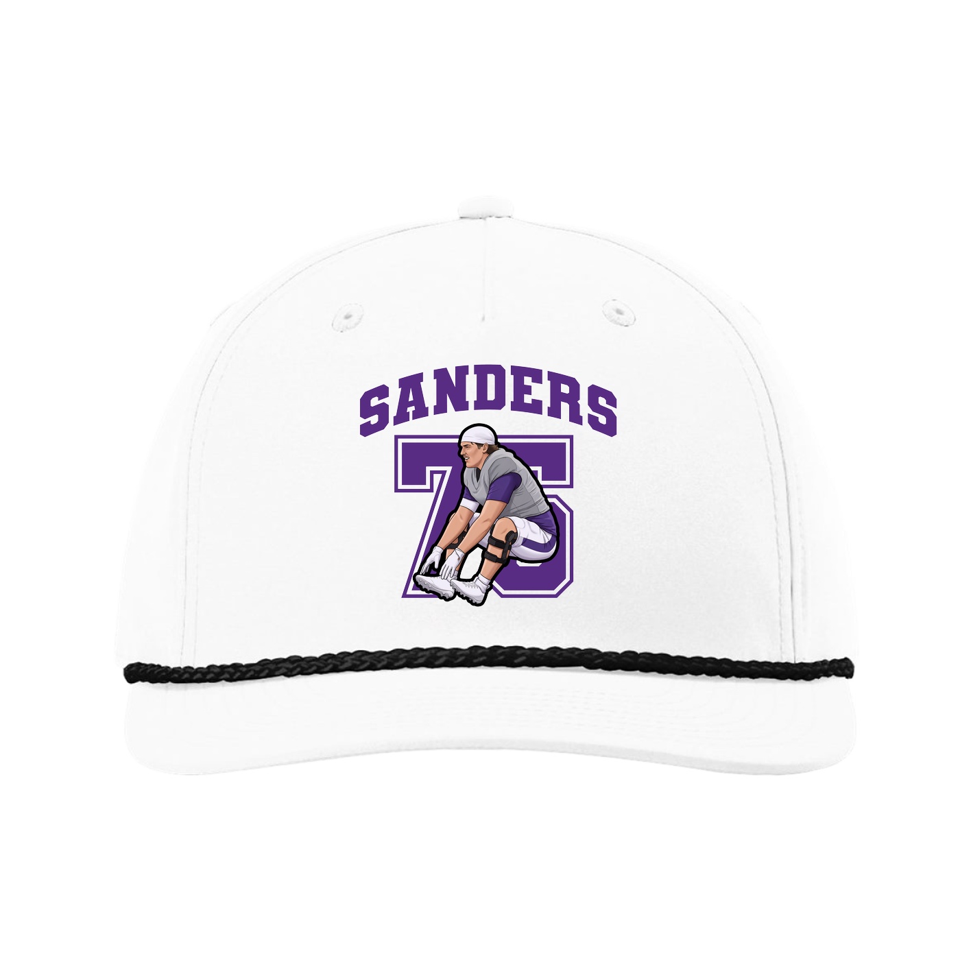 Five-Panel Classic Rope Cap — Number in White