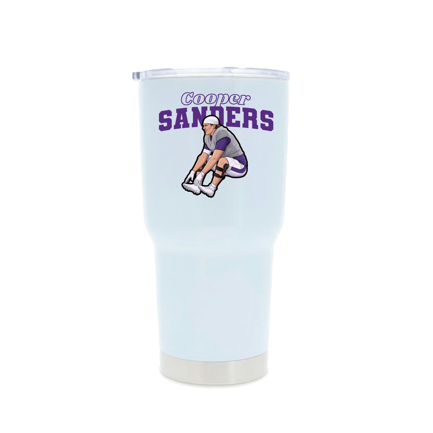 30oz Stainless Steel Tumbler — Name Arch in White