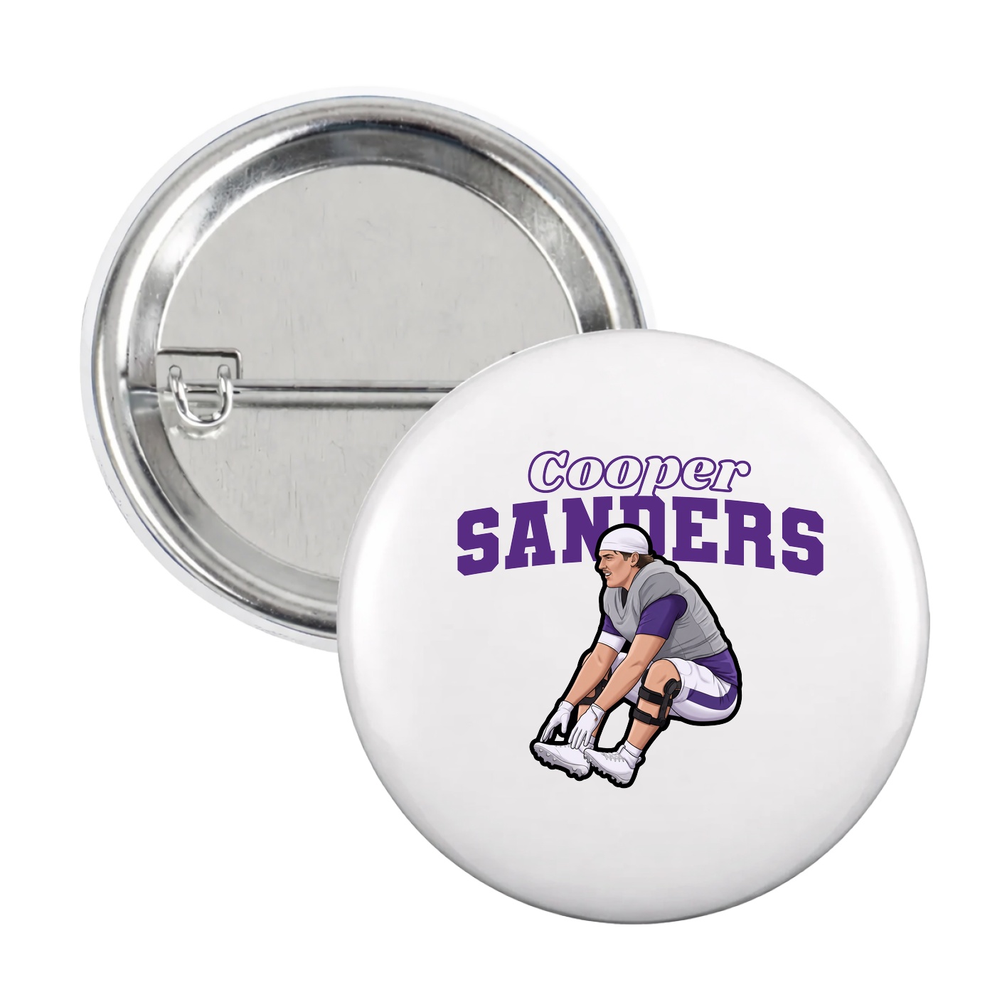 Game Day Button — Name Arch in White