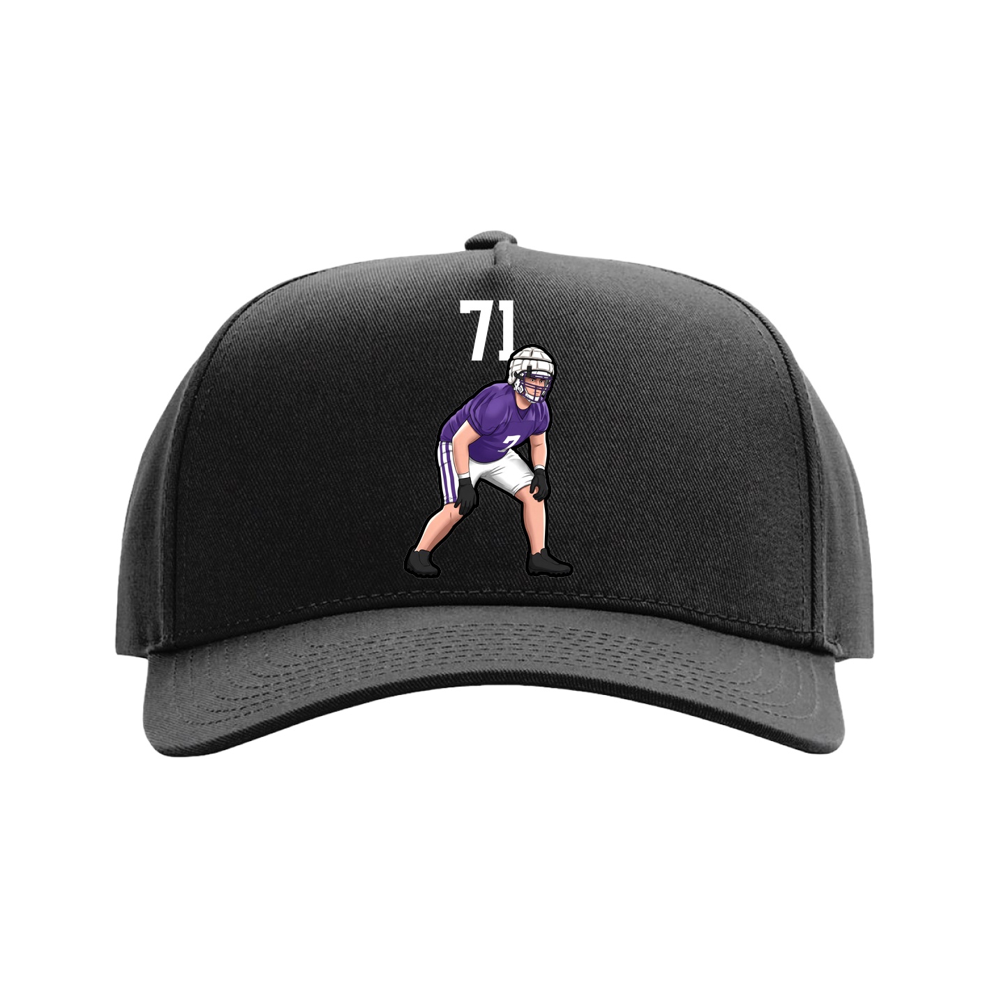 Full Fabric Five-Panel Champ Cap — Number Top in Black