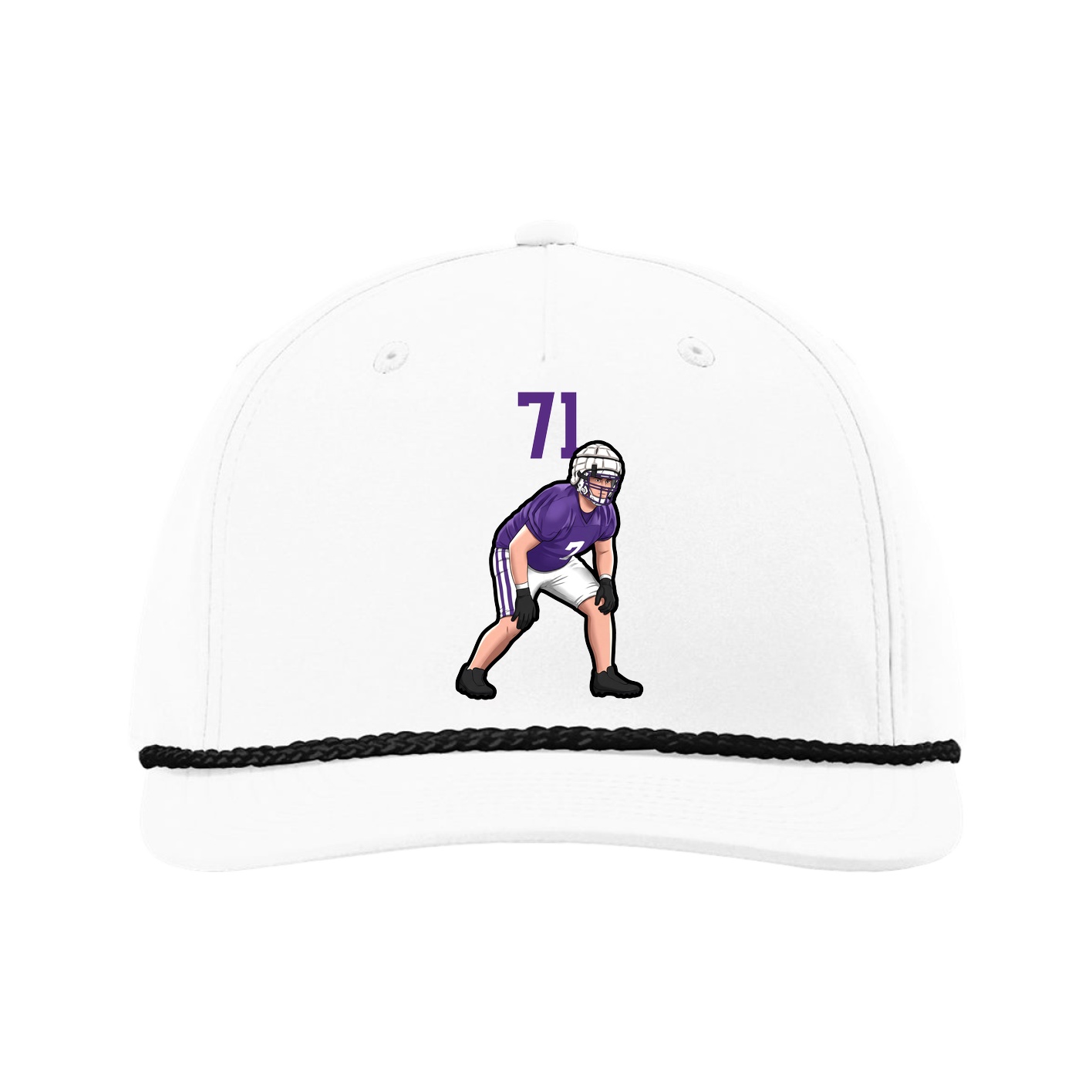 Five-Panel Classic Rope Cap — Number Top in White