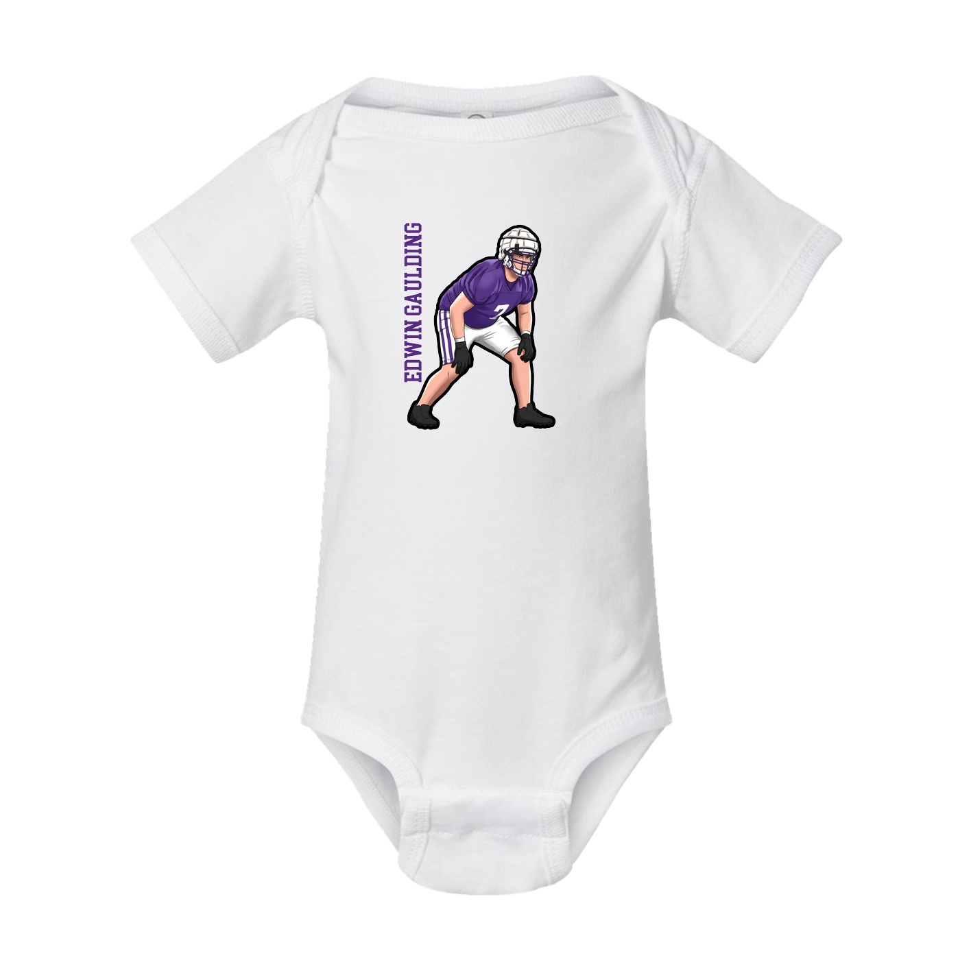 Baby Onesie — Name Vertical in White