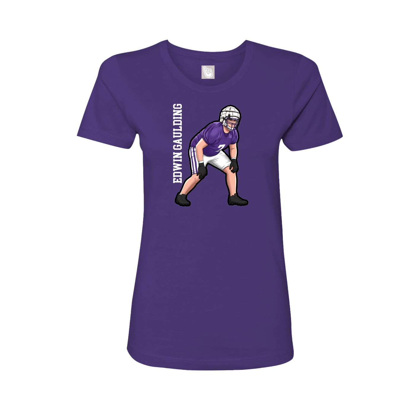 Fitted Women's Tee — Name Vertical in Purple