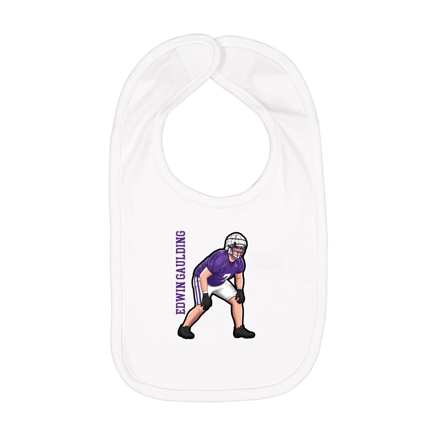 Infant Bib — Name Vertical in White