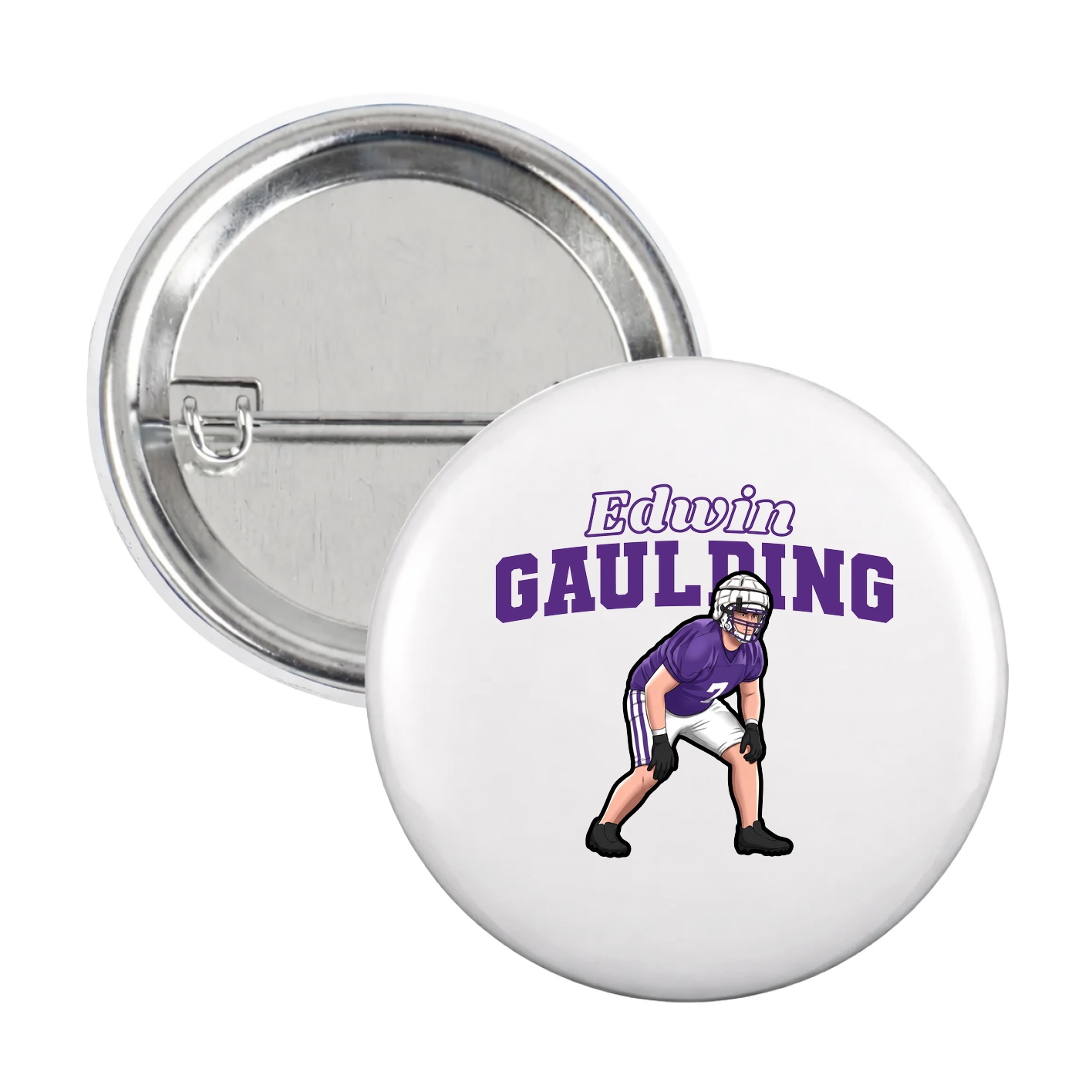 Game Day Button — Name Arch in White