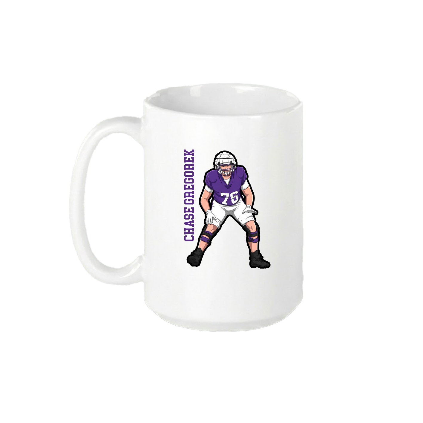 15oz Coffee Mug — Name Vertical in White