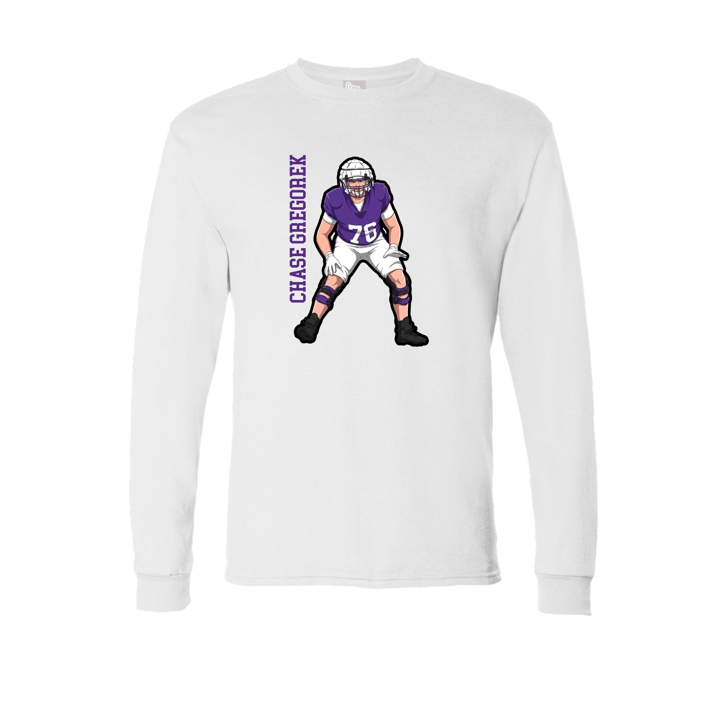 Long Sleeve Tee — Name Vertical in White