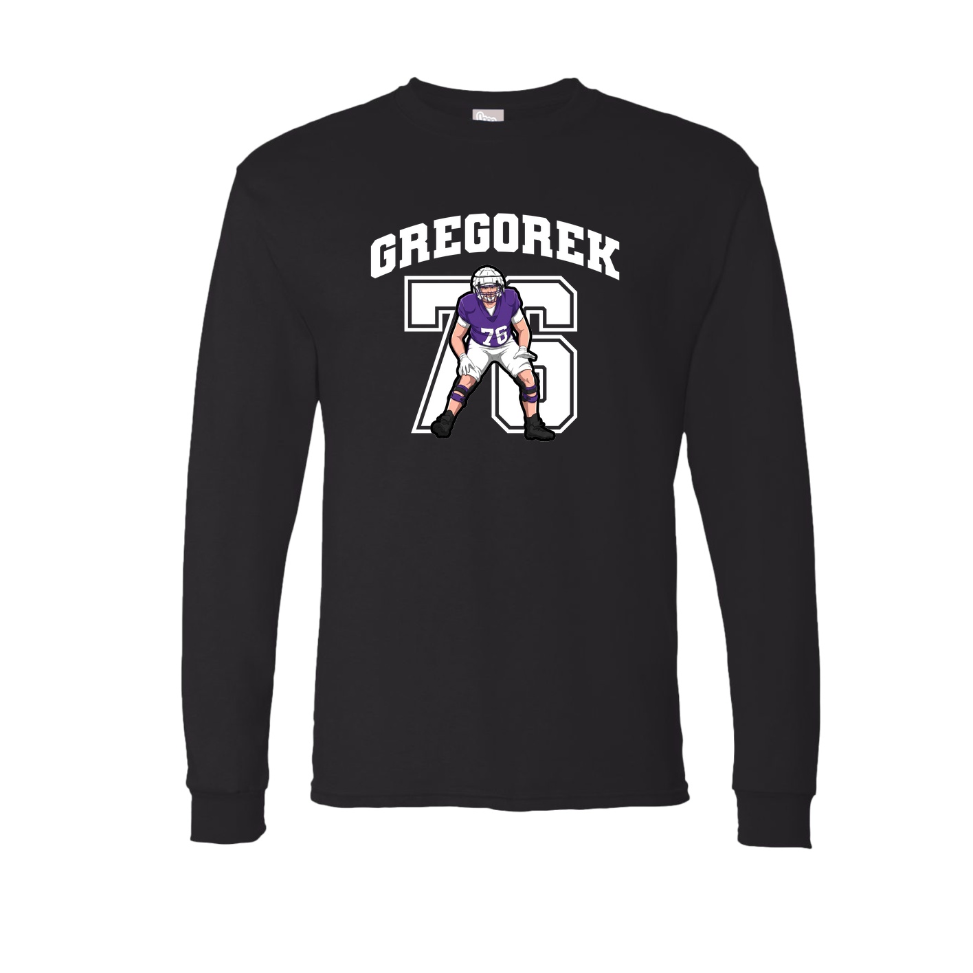 Long Sleeve Tee — Number in Black