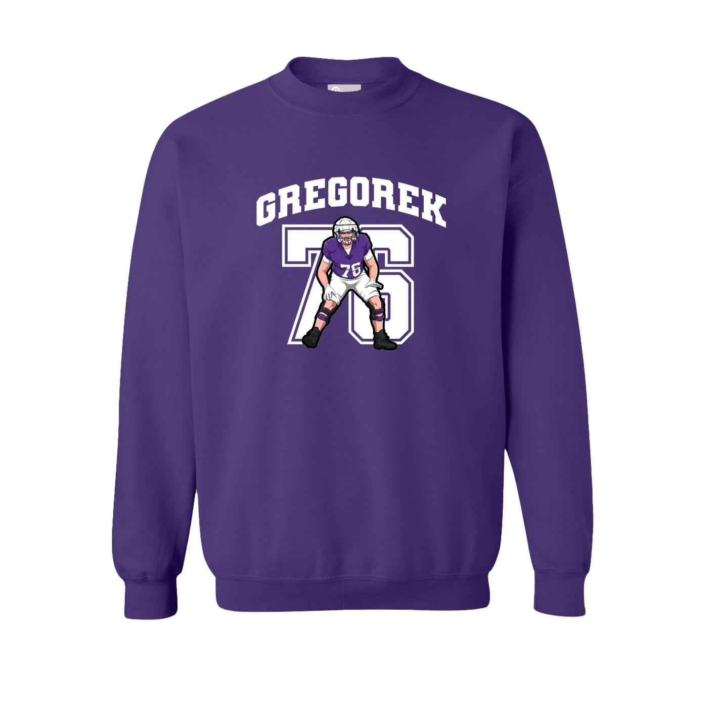 Fleece Crew — Number in Purple