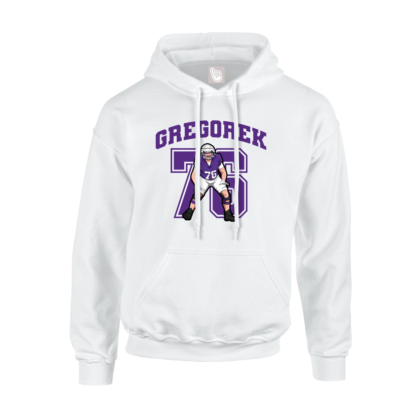 Youth Hoodie — Number in White