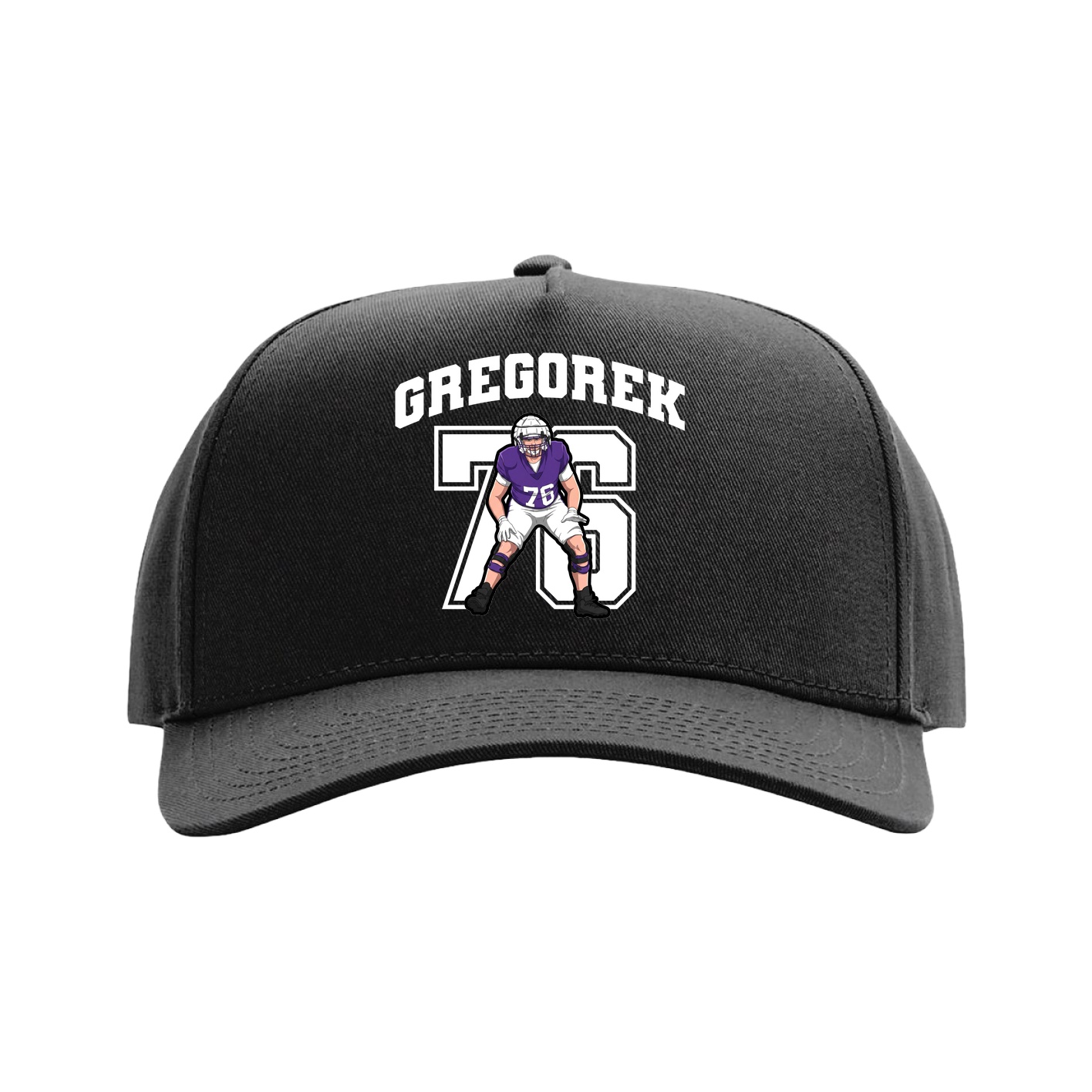 Full Fabric Five-Panel Champ Cap — Number in Black