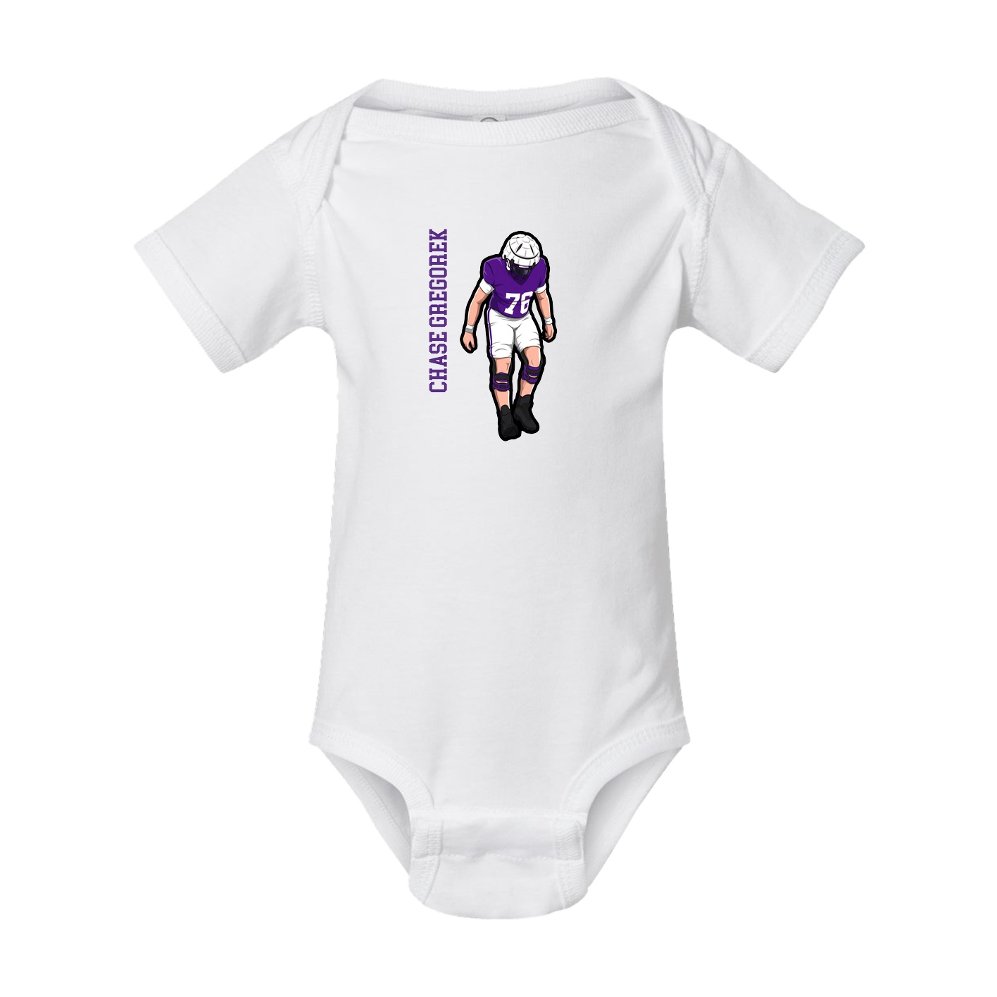 Baby Onesie — Name Vertical in White
