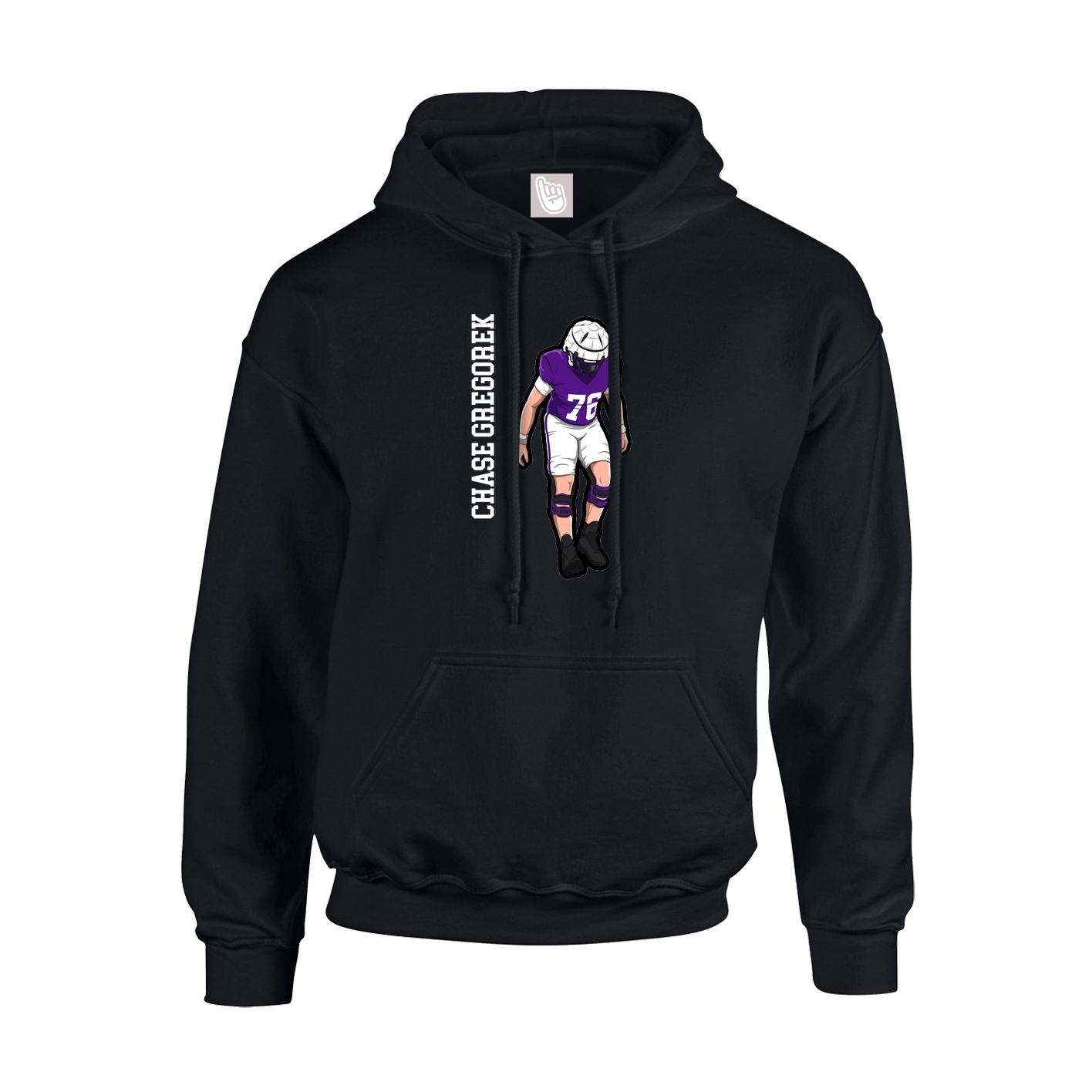 Youth Hoodie — Name Vertical in Black