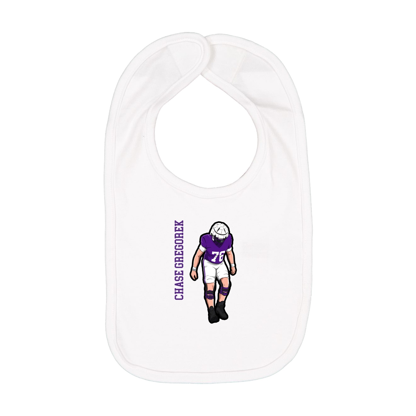 Infant Bib — Name Vertical in White