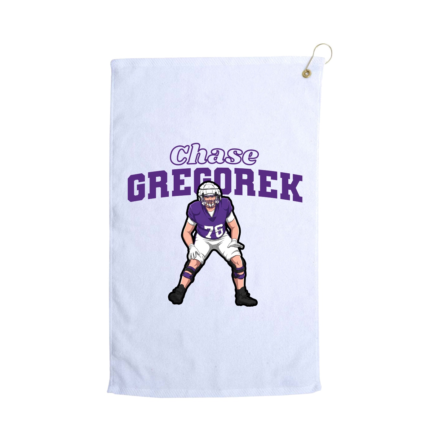 Golf Towel — Name Arch in White