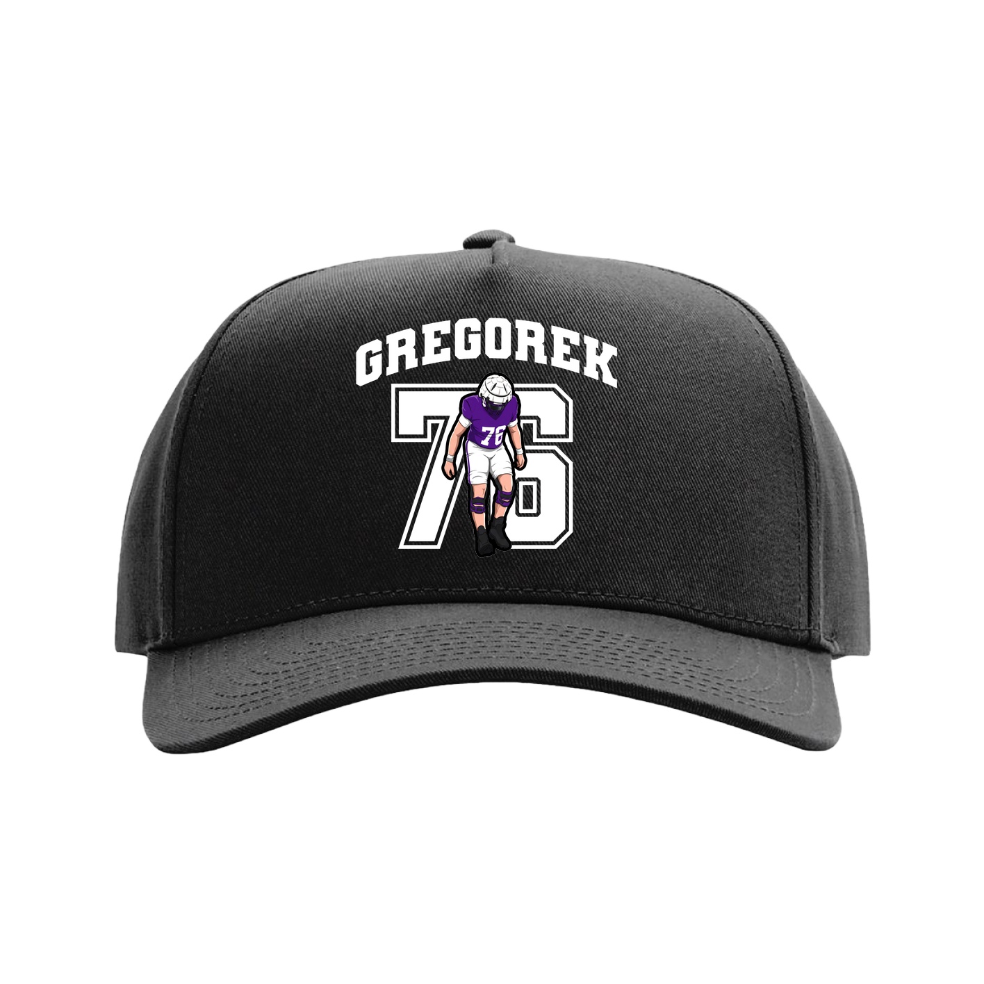 Full Fabric Five-Panel Champ Cap — Number in Black
