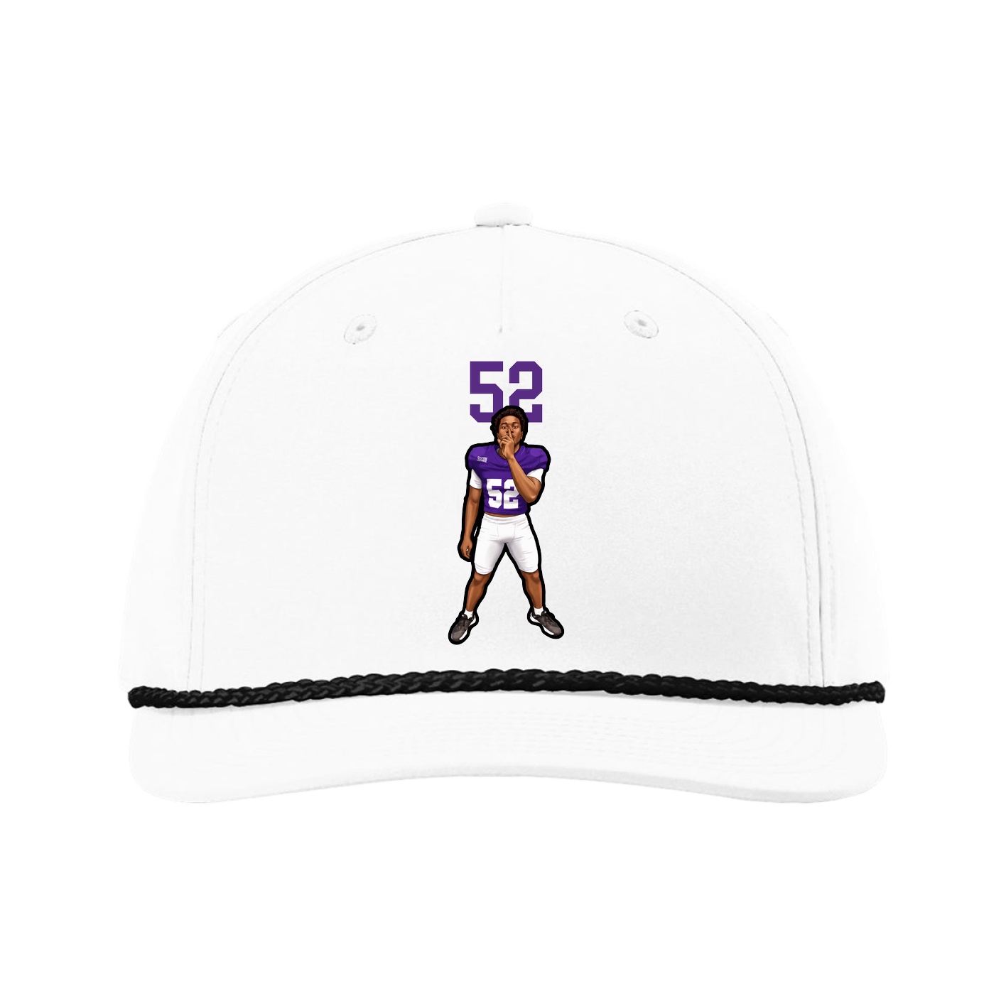 Five-Panel Classic Rope Cap — Number Top in White