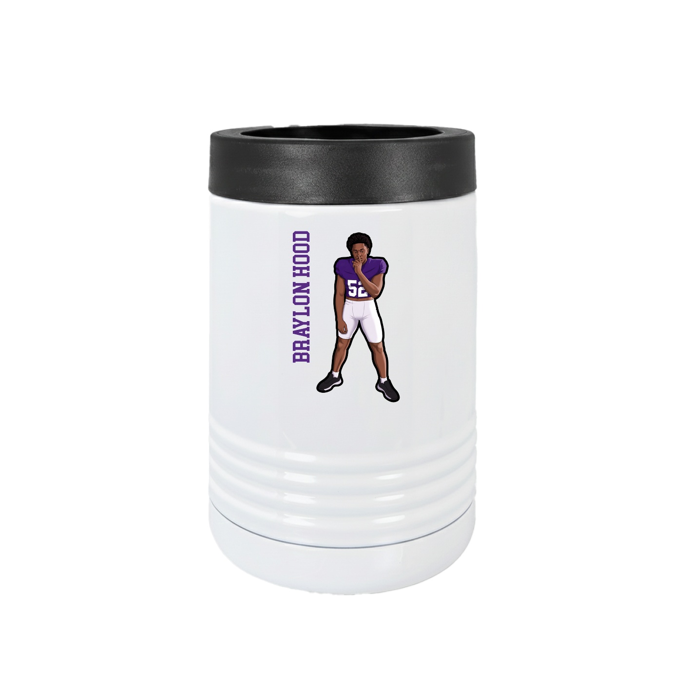 Beverage Holder — Name Vertical in White