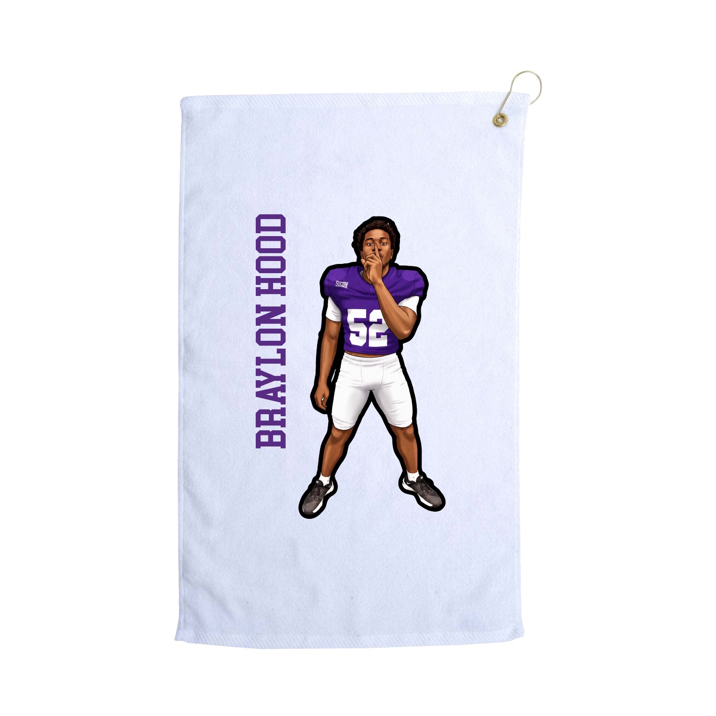 Golf Towel — Name Vertical in White