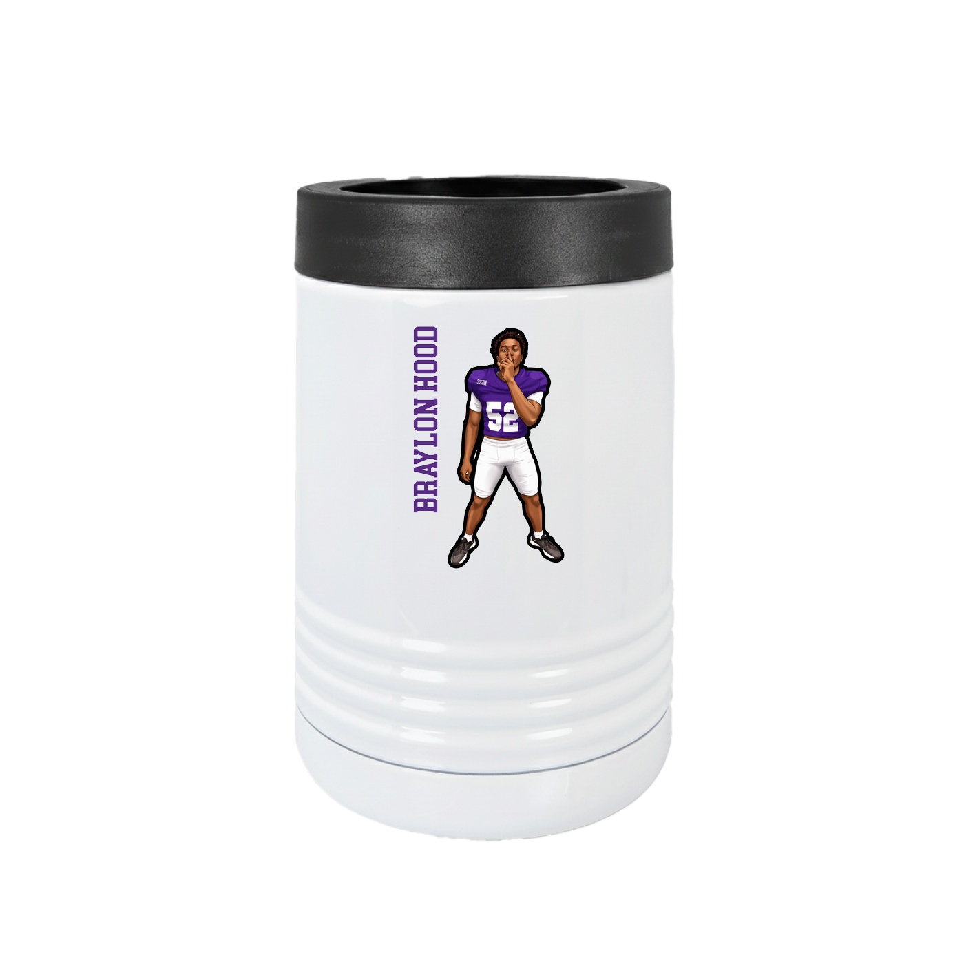 Beverage Holder — Name Vertical in White