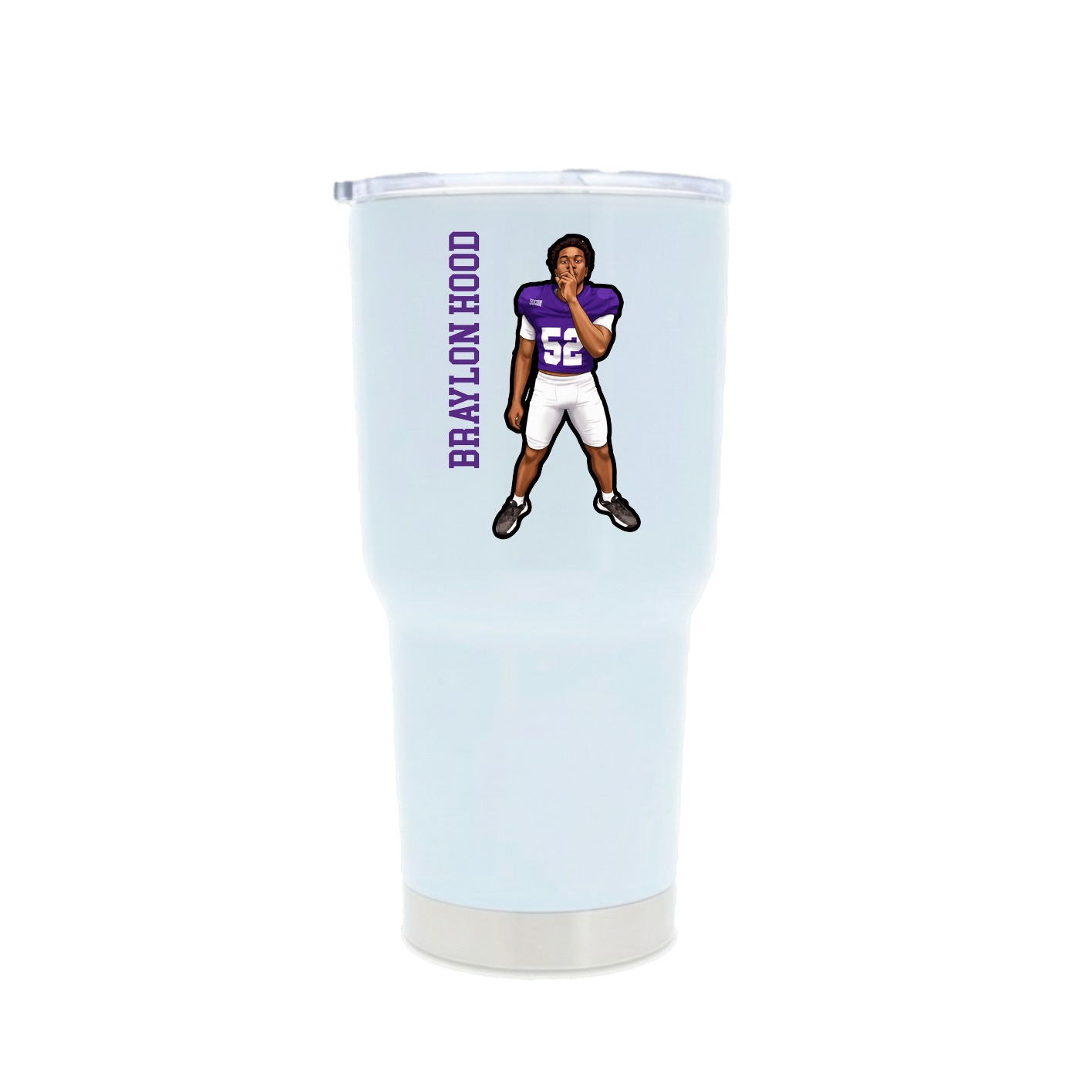 30oz Stainless Steel Tumbler — Name Vertical in White