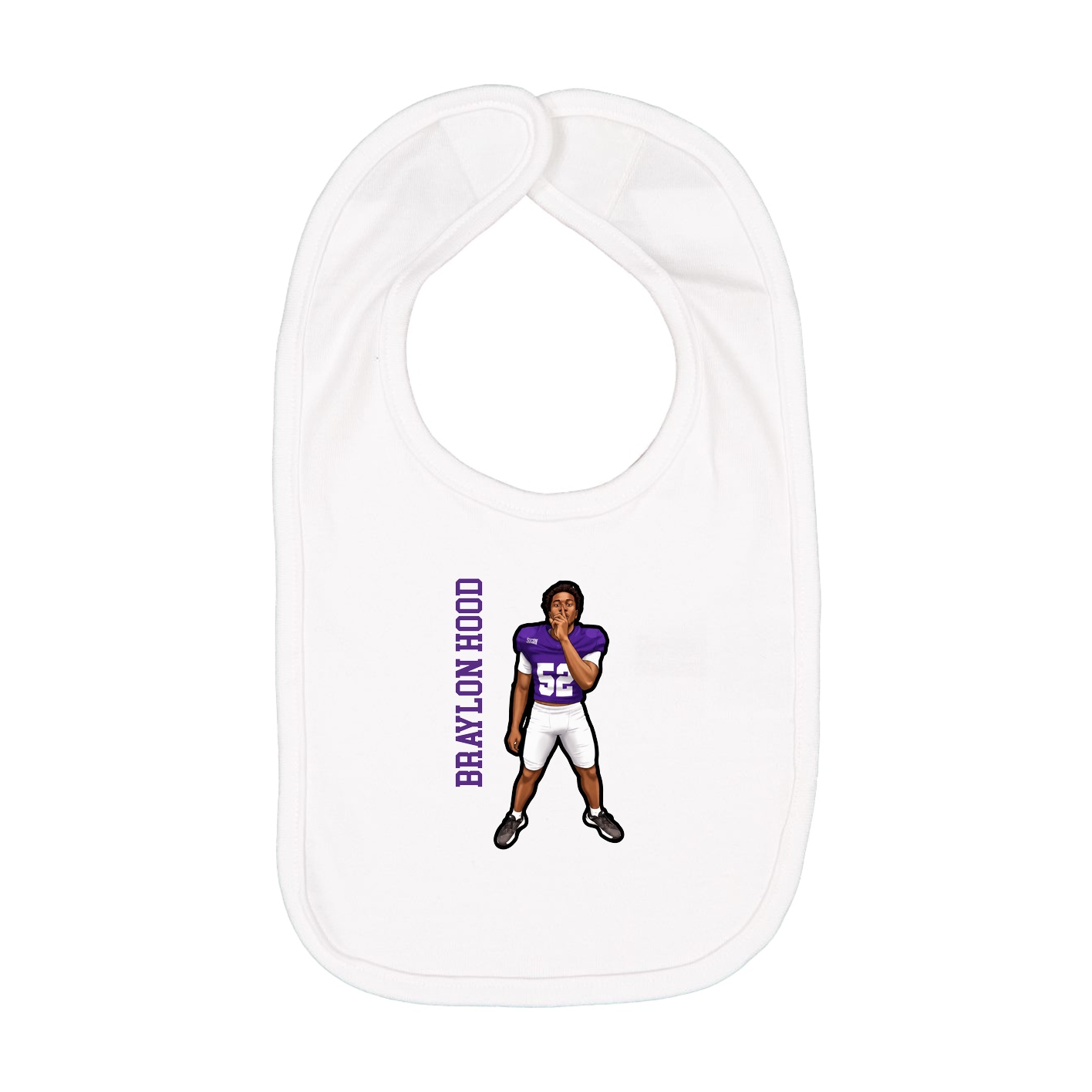 Infant Bib — Name Vertical in White