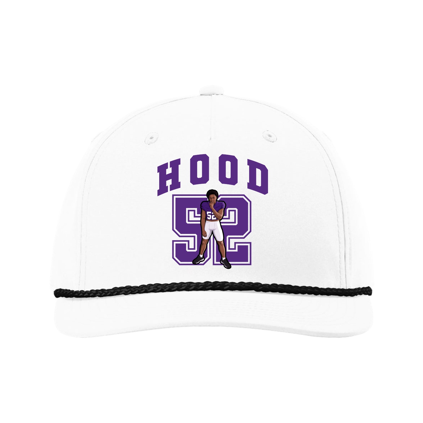 Five-Panel Classic Rope Cap — Number in White