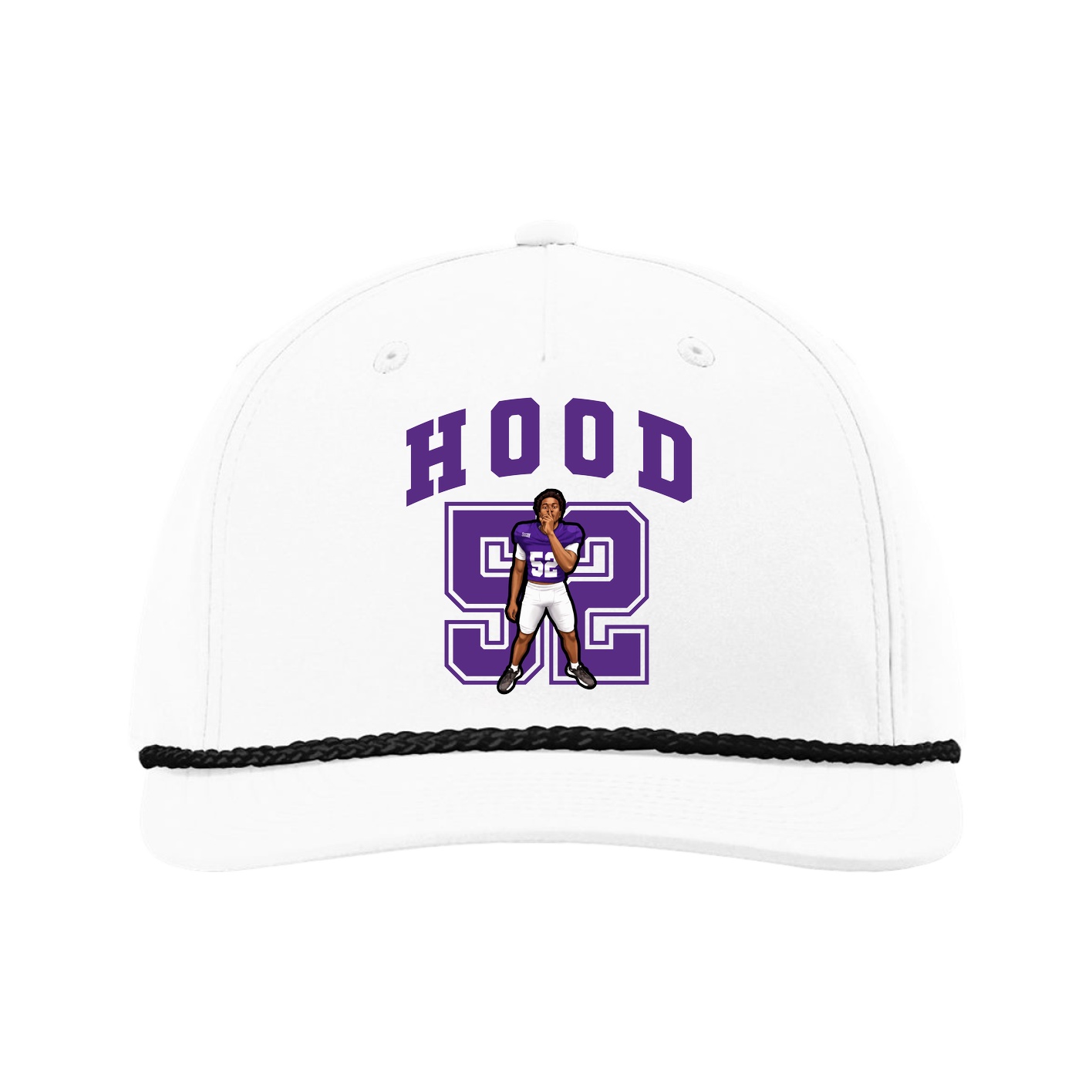 Five-Panel Classic Rope Cap — Number in White
