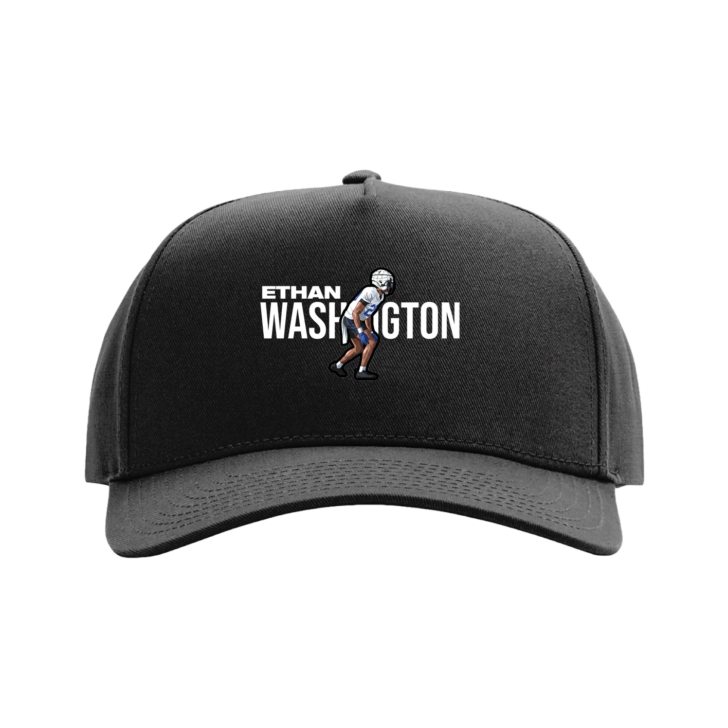 Full Fabric Five-Panel Champ Cap — Player Name in Black