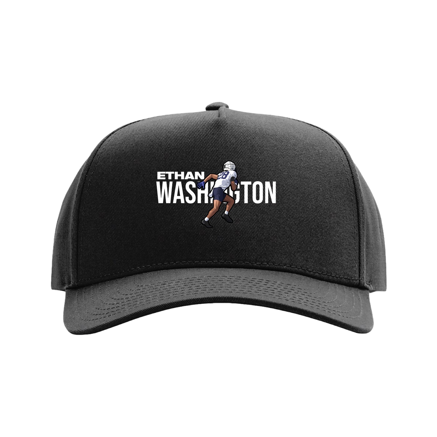 Full Fabric Five-Panel Champ Cap — Player Name in Black