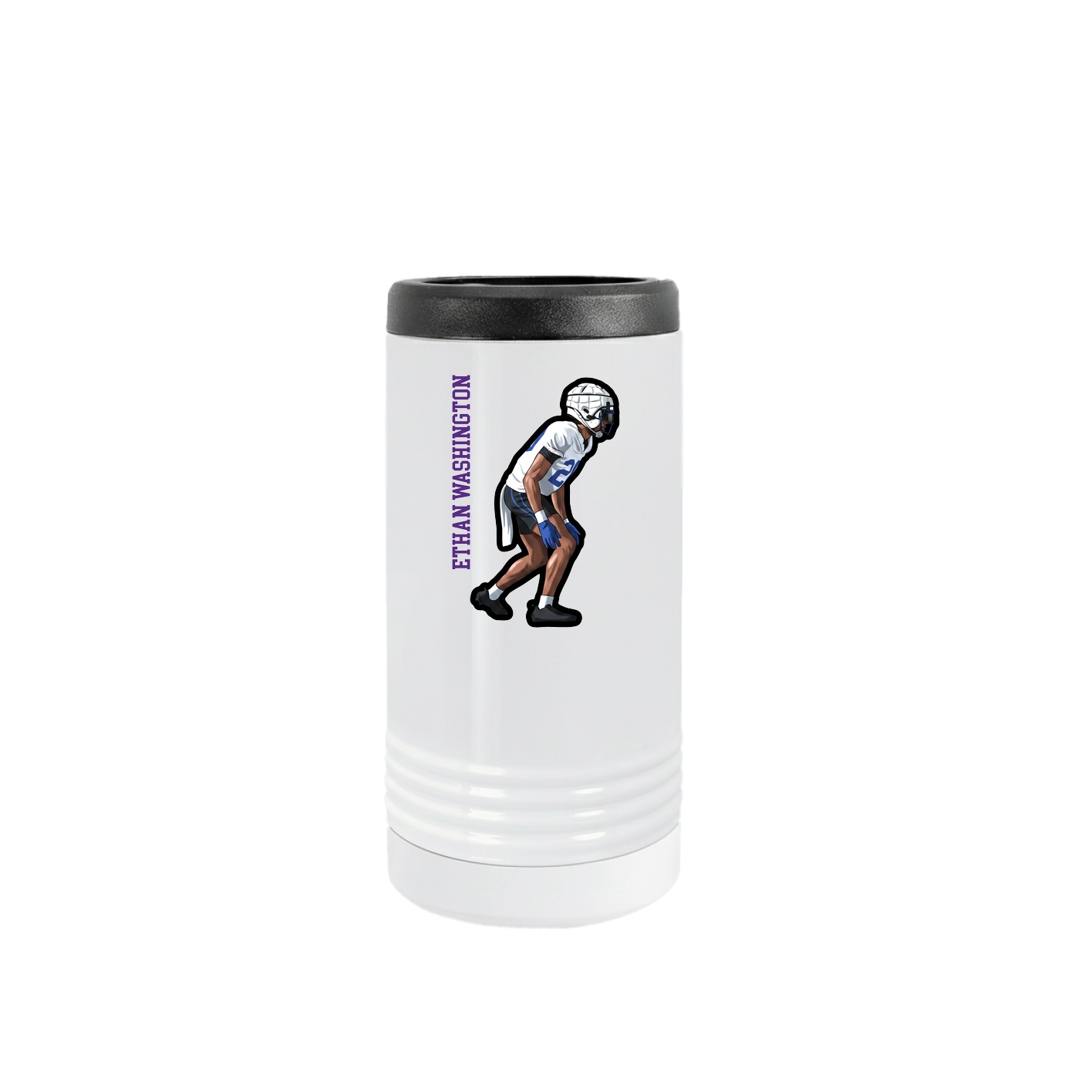 Slim Beverage Holder — Name Vertical in White