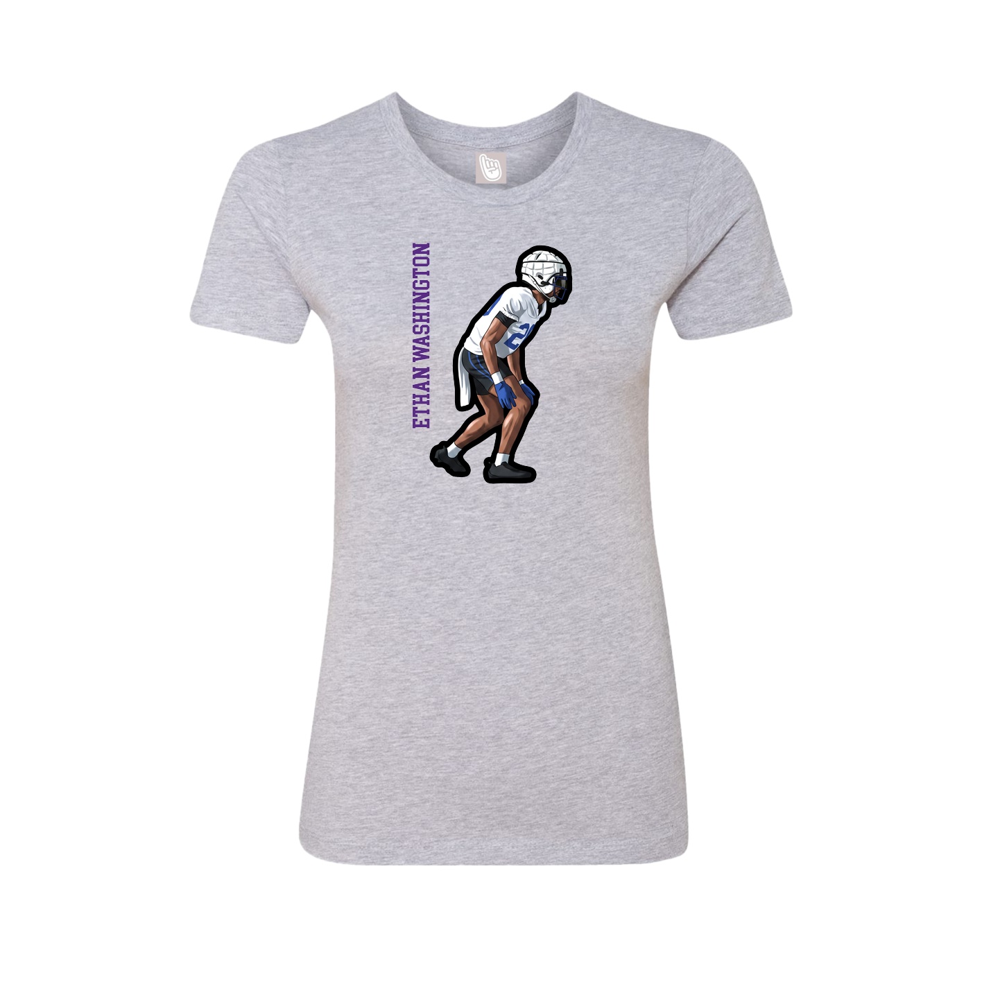 Fitted Women's Tee — Name Vertical in Grey