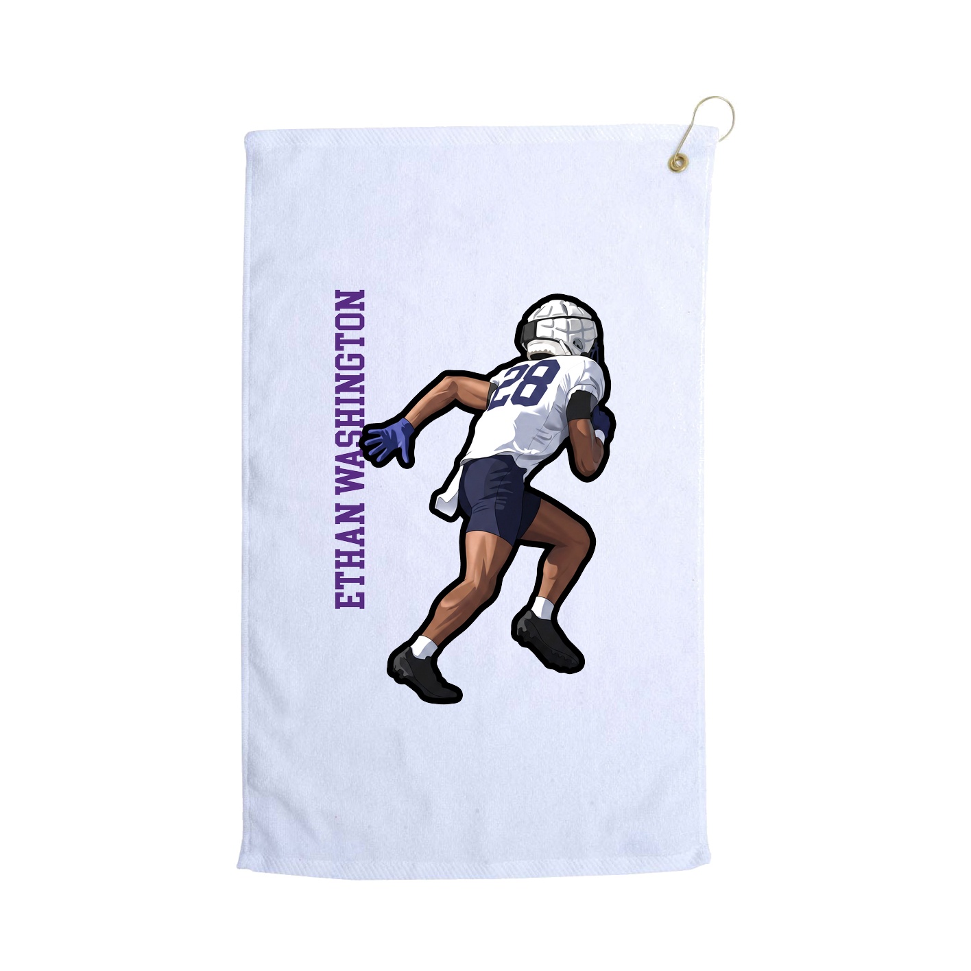 Golf Towel — Name Vertical in White